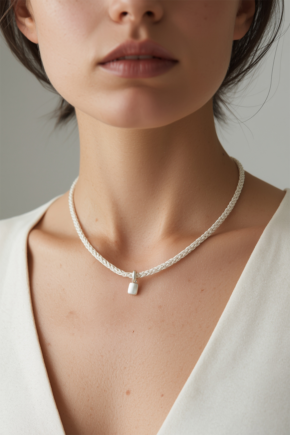 Model wearing necklace