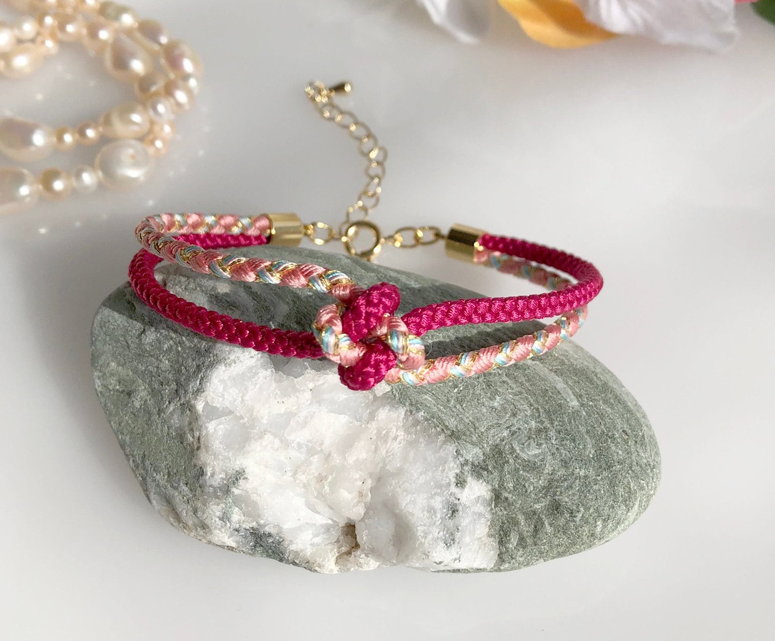 Dreams Come True Lucky Knot Japanese kumihimo Bracelet / with Mizuhiki ...