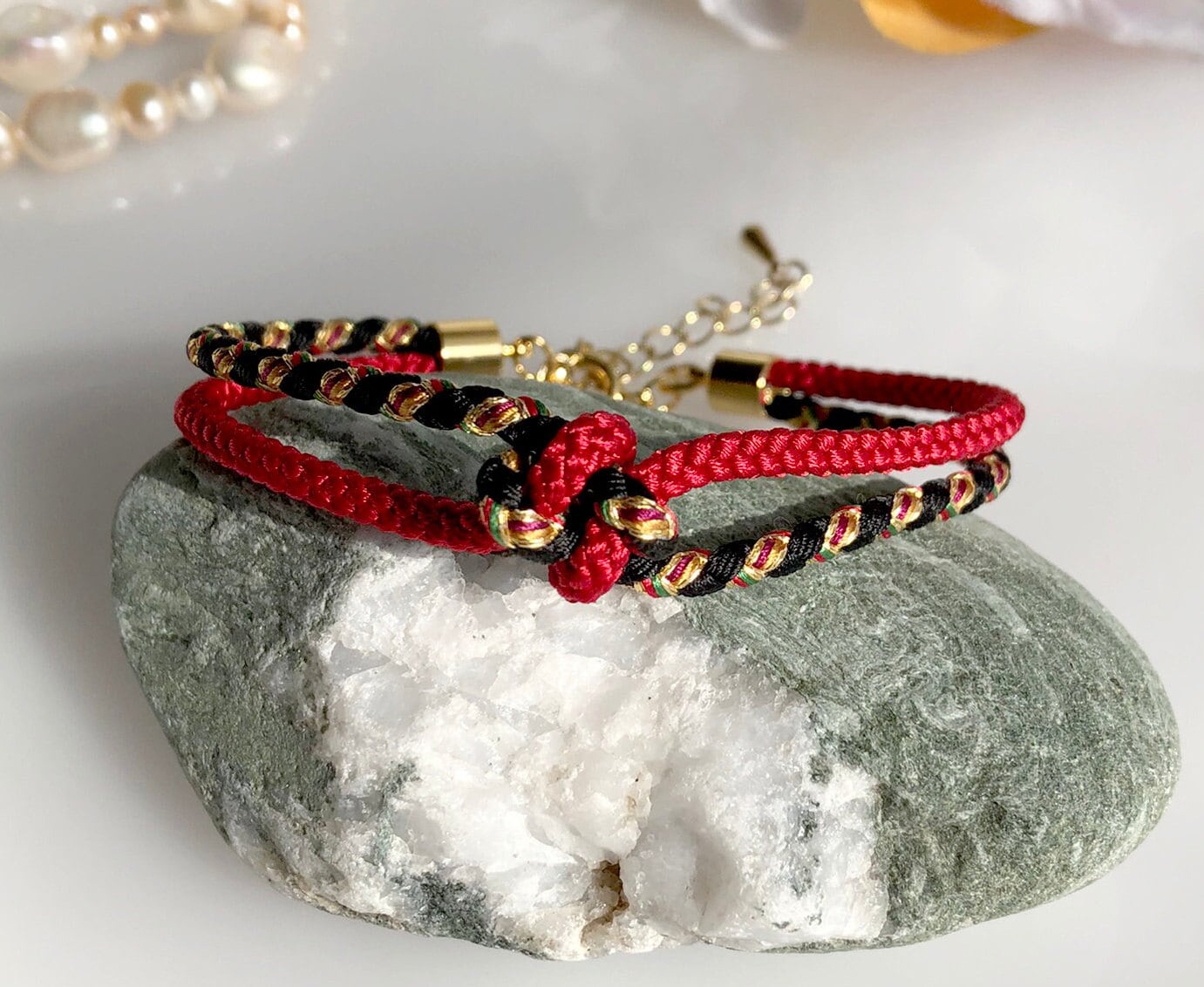 Dreams Come True Lucky Knot Japanese kumihimo Bracelet / with Mizuhiki ...