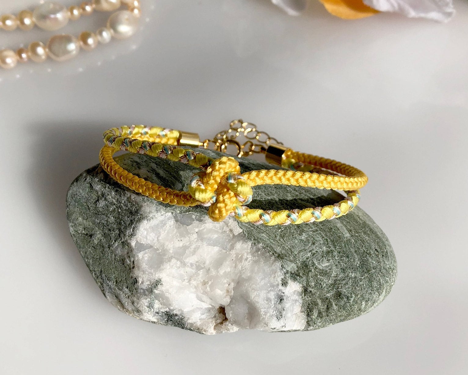 Dreams Come True Lucky Knot Japanese kumihimo Bracelet / with Mizuhiki ...