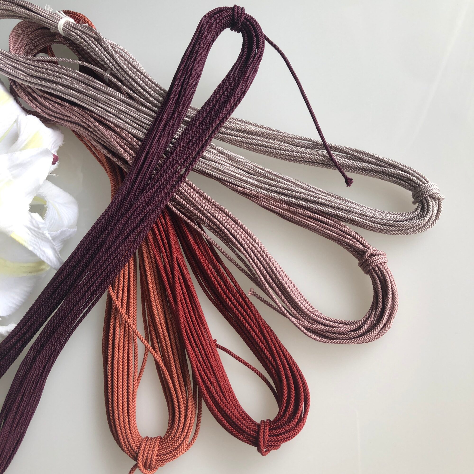 Silk round braided cord kumihimo 1.5mm 120cm Japanese silk cord
