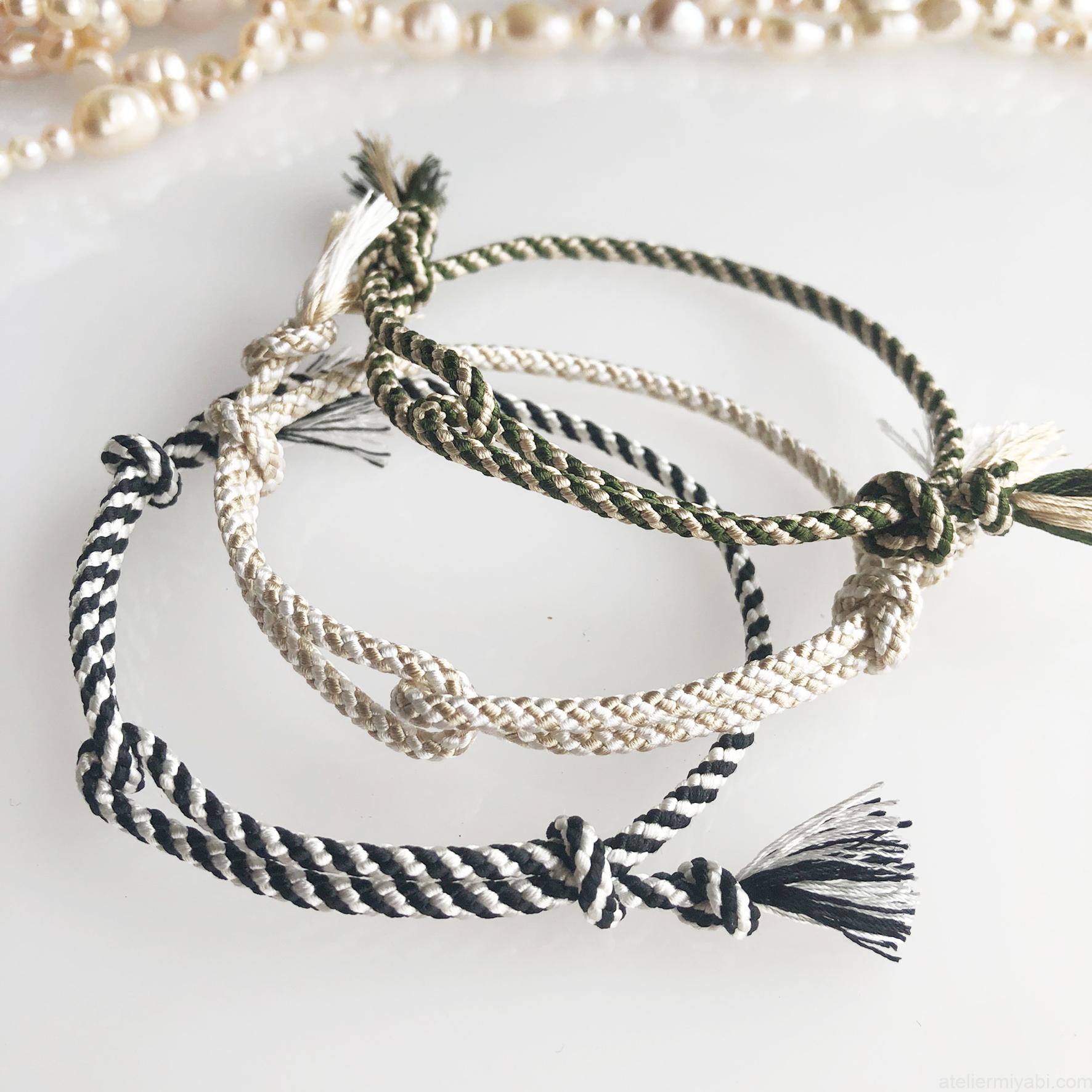 TAI JEWELRY | Braided Silk Cord Bracelet With Mini Hamsa