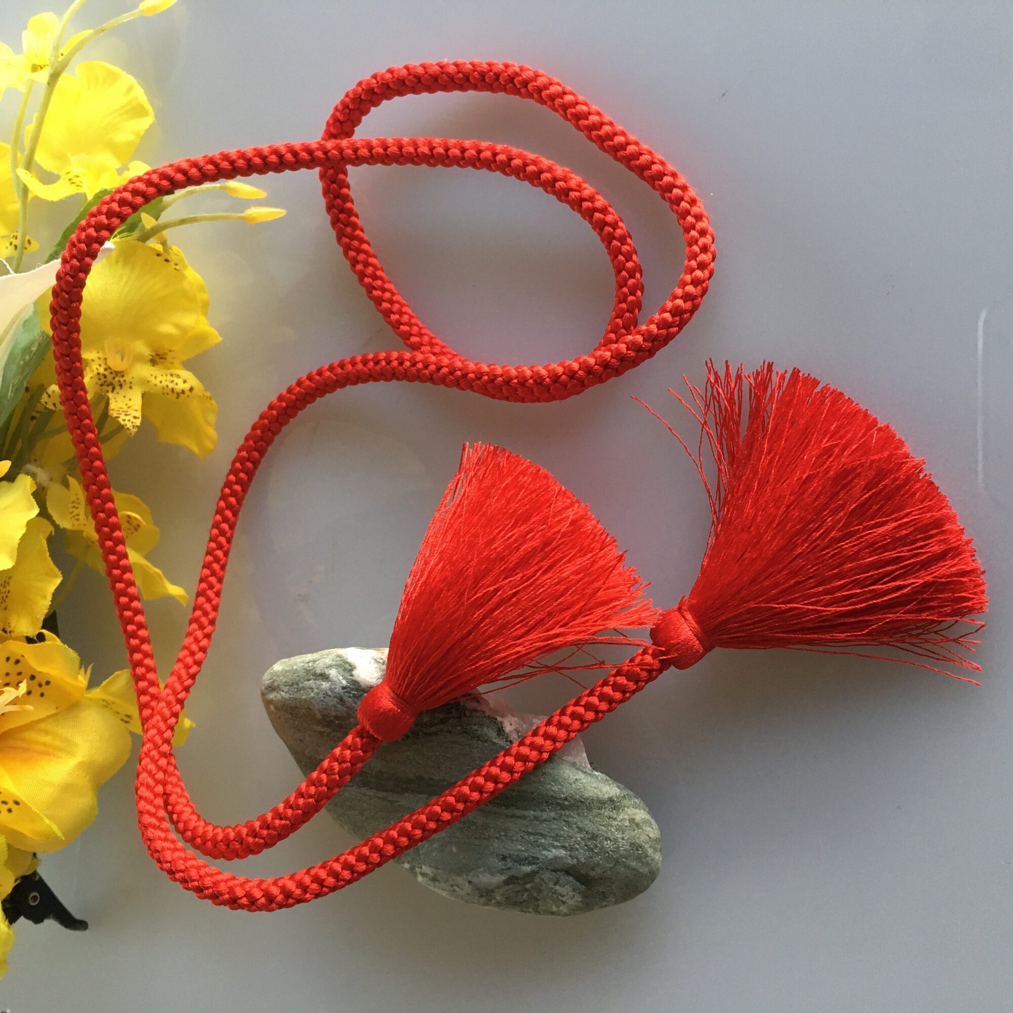 Silk round braided cord Japanese husahimo kumihimo 5mm width with tassel end / Made to order Available - Image 3