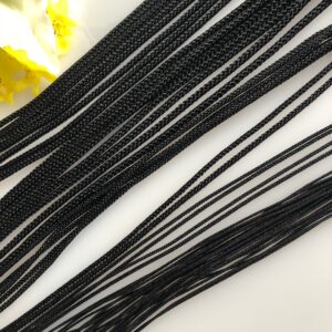 Black Silk round braided cord kumihimo 1meter Japanese silk cord “Edo-uchi- himo” 8 strand braid/for Minimalist jewelry - Atelier Miyabi