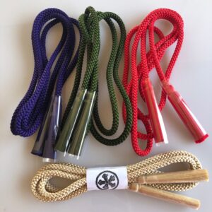 Silk round braided cord kumihimo shinobi no o/ 忍緒 kabuto 10mm THICK with  tassel ends/karauchi himo 16 strand braid /MADE in JAPAN - Atelier Miyabi