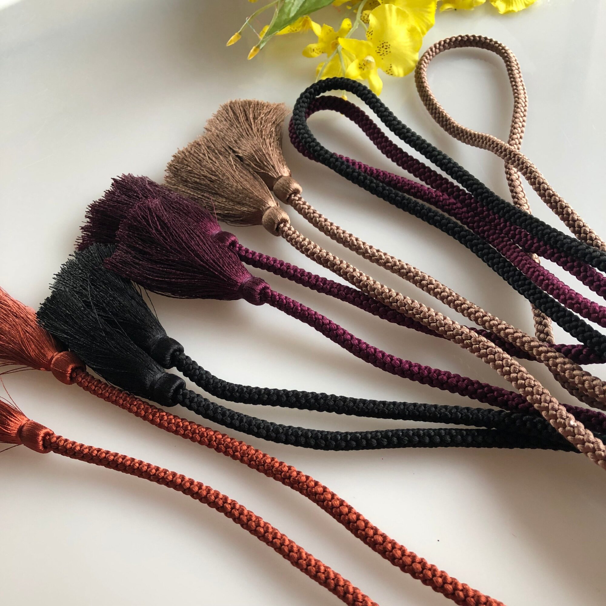 Silk round braided cord Japanese husahimo kumihimo 5mm width with tassel end / Made to order Available - Image 9