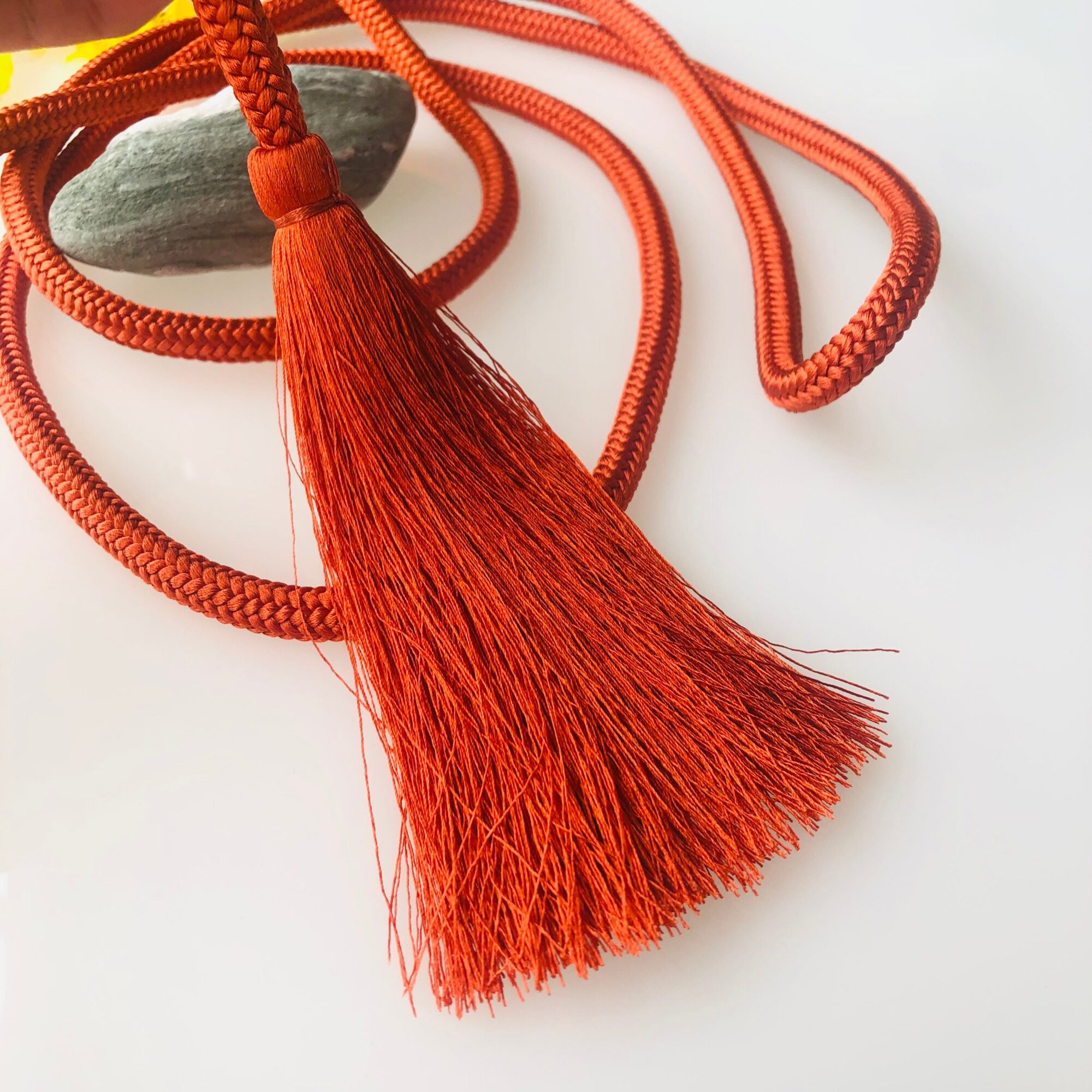 Silk kumihimo 7mm with tassel ends THICK Japanese silk cord "Kara-uchi-himo" 16 strand braid/MADE in JAPAN/Custom order available - Image 3