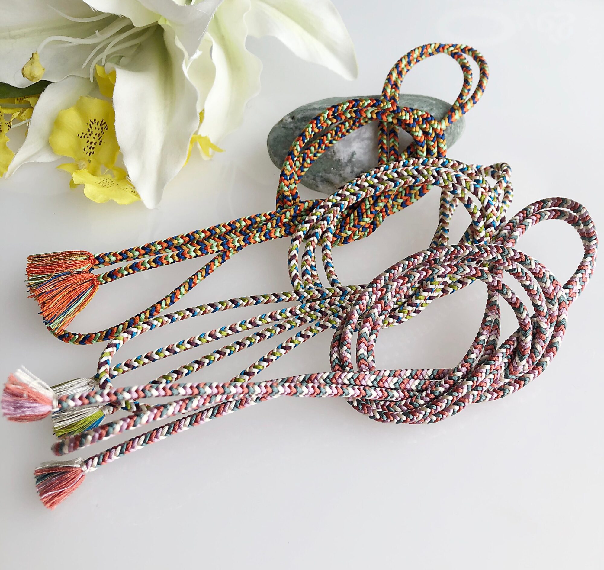Silk kumihimo braided cord 3.5 mm 150 cm kakusugi braided, for belts  bracelet . kumihimo Japanese Kimono Obi Jime Belt Cord