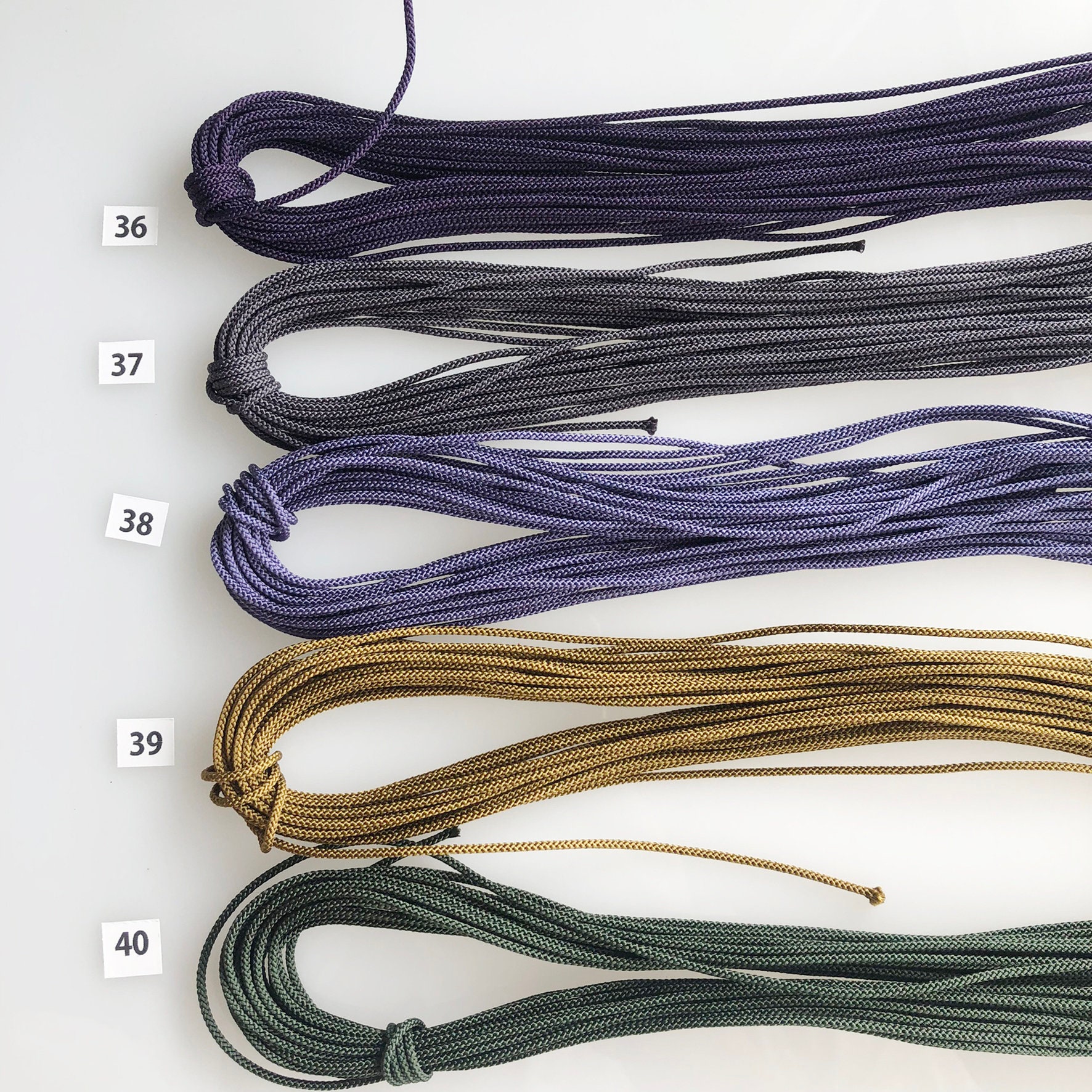 Silk round braided cord kumihimo 1mm Japanese silk cord “Edo-uchi-himo” 8  strand braid/MADE in JAPAN - Atelier Miyabi, Silk Cord 