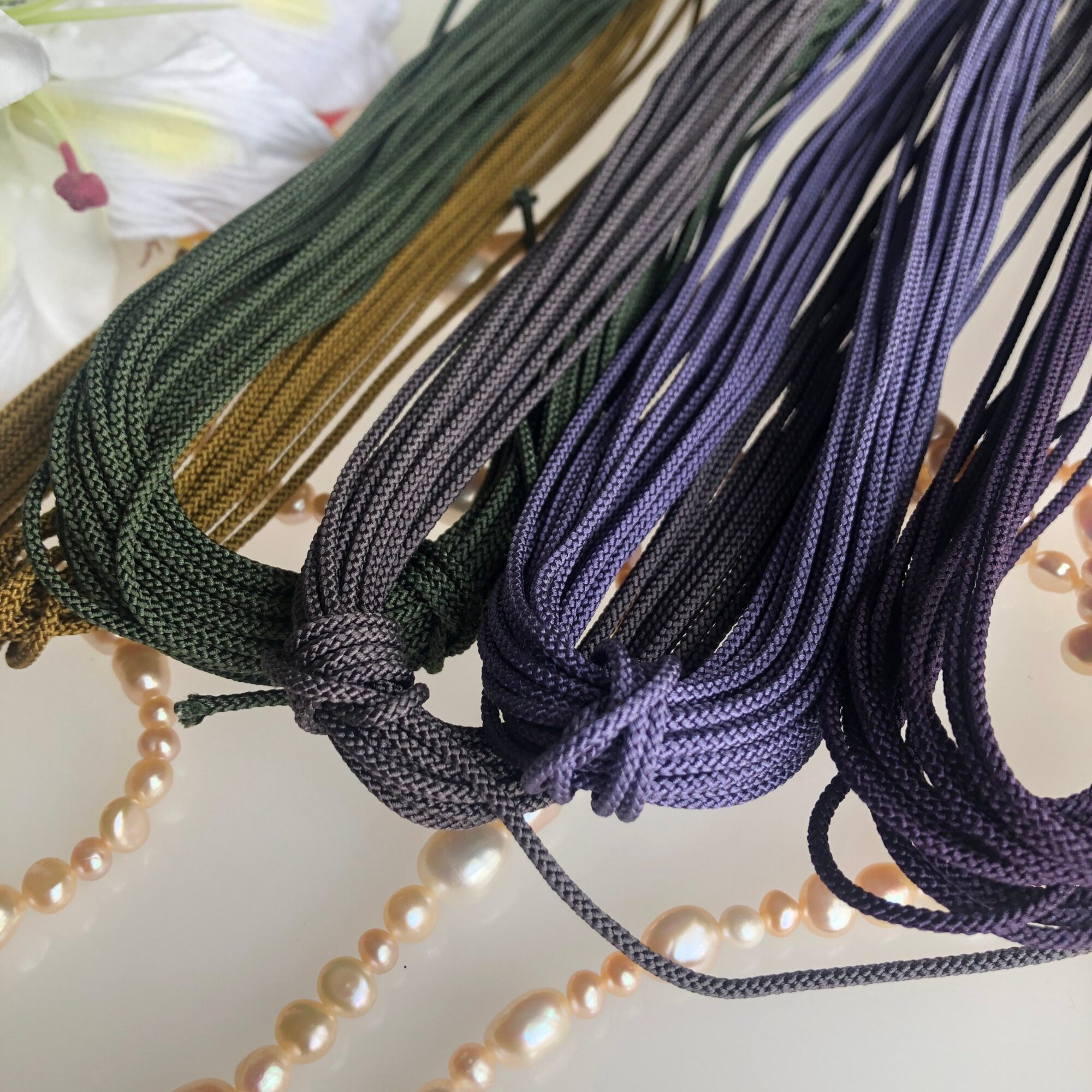 Silk round braided cord kumihimo 1.5mm 120cm Japanese silk cord  “Edouchihimo” 8 strand braid/ MADE in JAPAN/Japanese pale color - Atelier  Miyabi