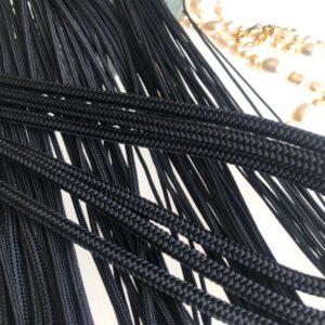Wholesale Japanese Silk Kumihimo Cord Black– 16 Strand Round Braid, 30m, Made in Japan (Made to Order)