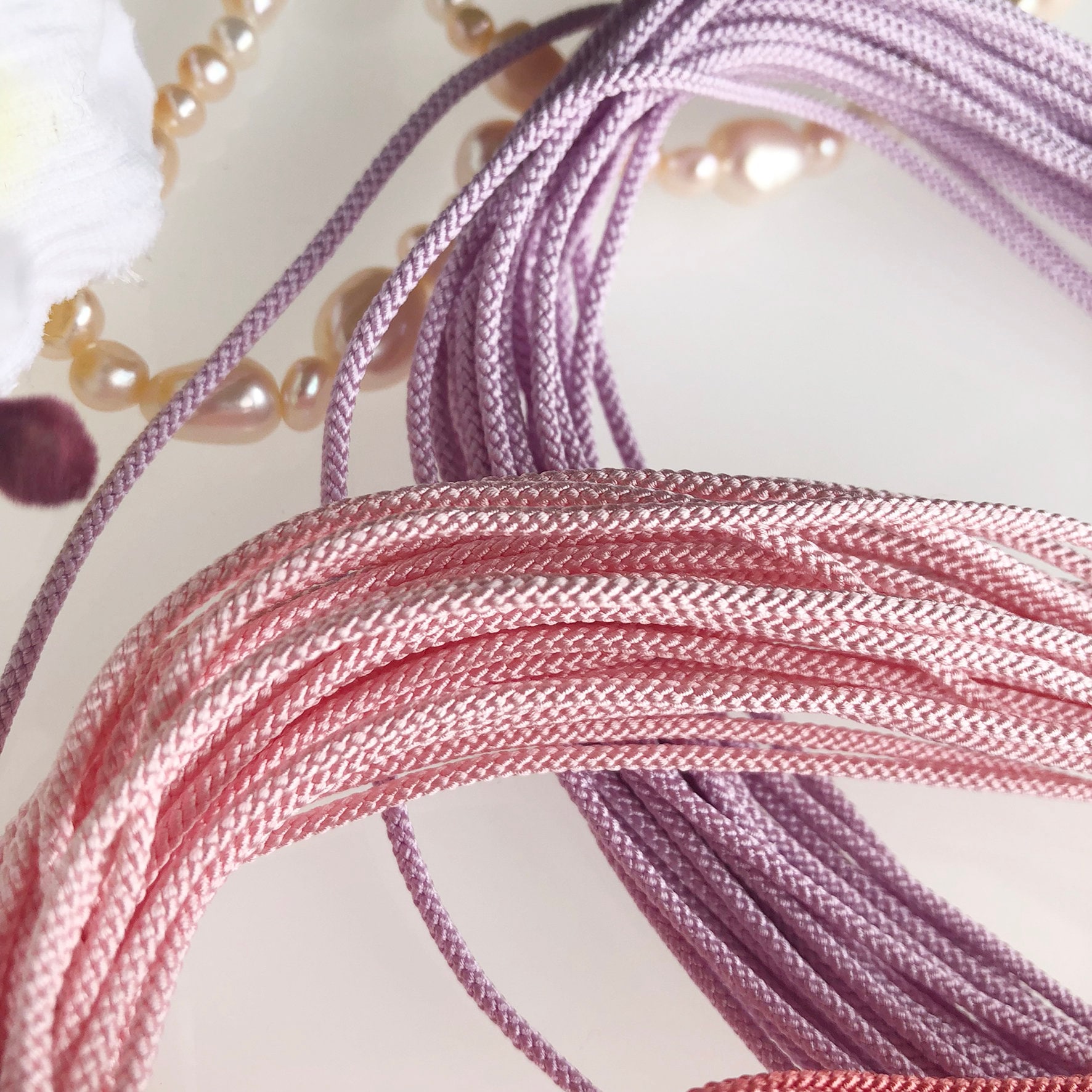 Silk round braided cord kumihimo 1.5mm 120cm Japanese silk cord  “Edouchihimo” 8 strand braid/ MADE in JAPAN/Japanese pale color - Atelier  Miyabi, Silk Cord For Jewelry Making 
