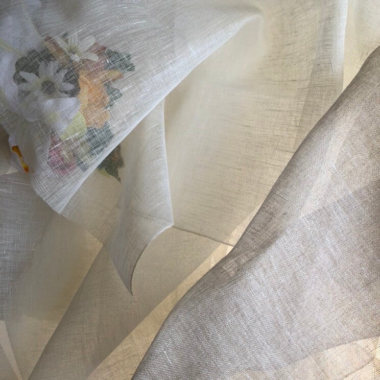 Japanese Linen gauze net fabric 100cm/ Mesh cloth/ Linen 100% Made in Kyoto / unwashed linen fabric