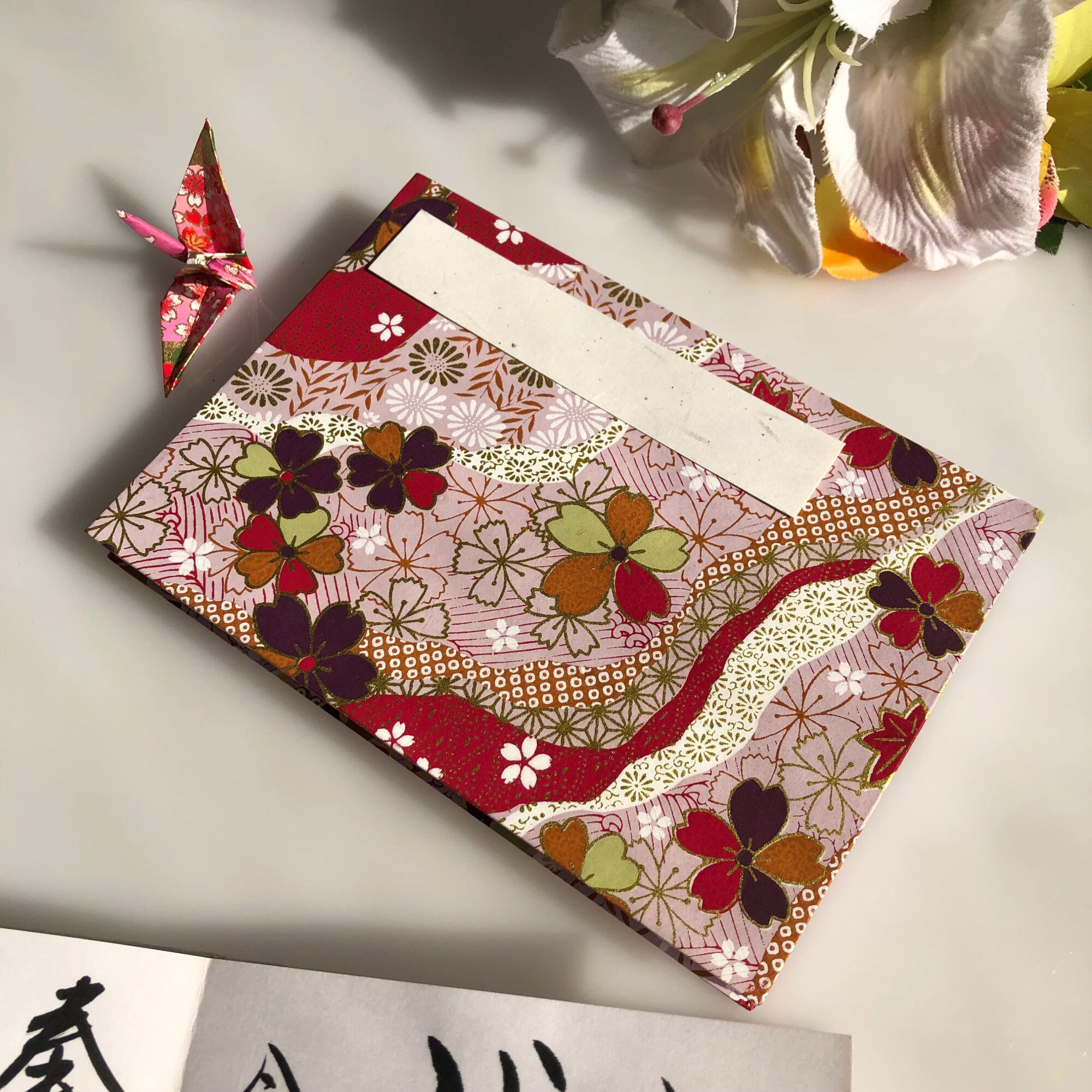 Goshuincho Buddhist GOSYUIN Stamp Collection Book Folded 22P travel  notebook made of Japanese paper/yuzen washi/Diagonal pattern yellowgreen -  Atelier Miyabi