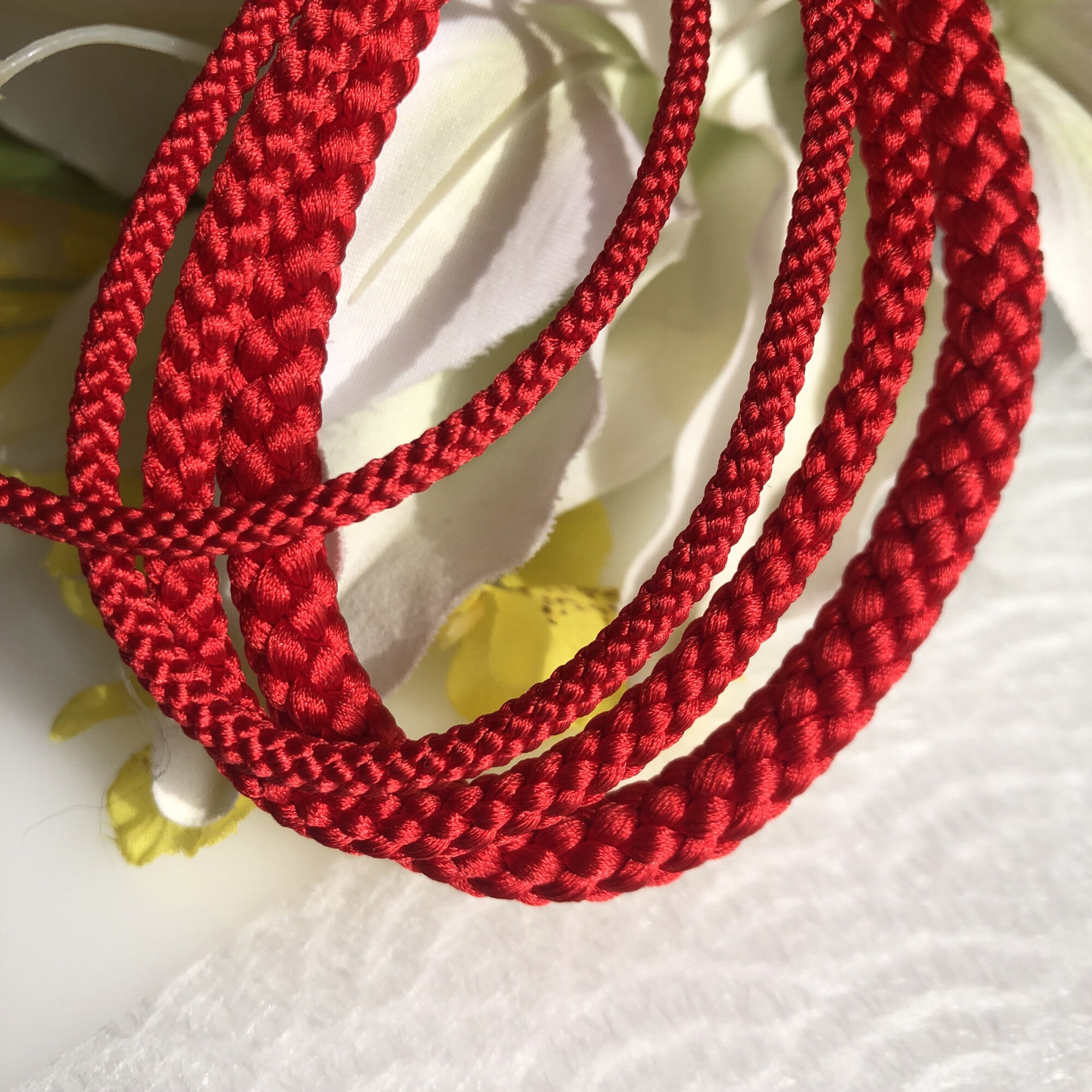 Red Silk round braided cord kumihimo Japanese silk cord/2.5mm~7mm/1 meter  “Edo-uchi-himo” 8 strand braid/for jewelry/ Kyoto kumihimo/ #51 - Atelier  Miyabi