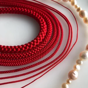 Luxury Red Japanese Silk Kumihimo Cord 0.7mm–7mm | Expertly Crafted Kyoto Silk Cord for Elegant Jewellery | Authentic 8-Strand Braid