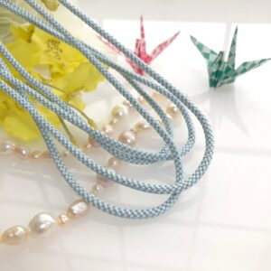 Light Blue Silk round braided cord kumihimo Japanese silk cord/3mm/1 meter "Edo-uchi-himo" 8 strand braid/for jewelry/ Kyoto kumihimo/  #24