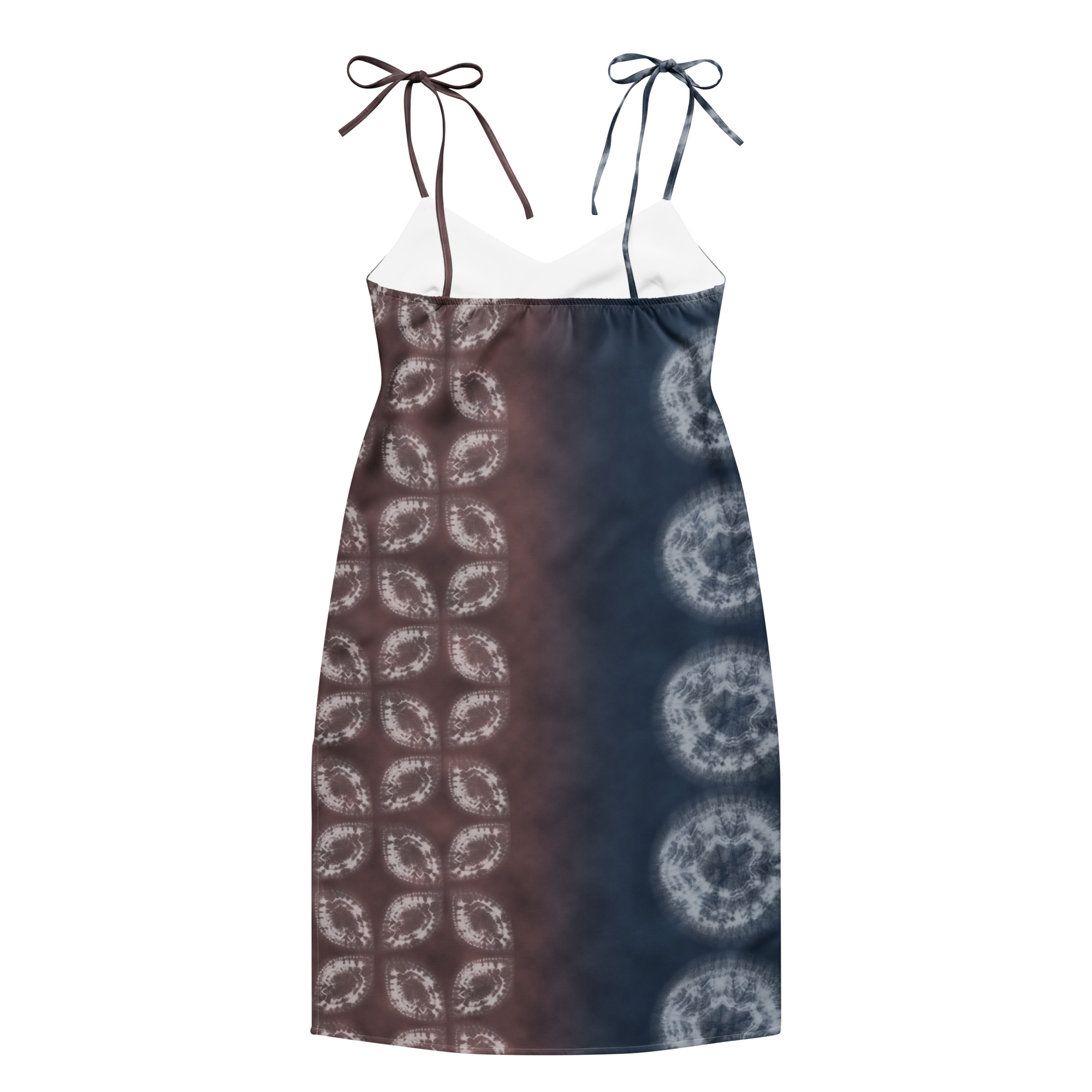 Akane & Indigo Shibori-Inspired Slip Dress Dramatic Two-Tone All-Over Print - Image 5