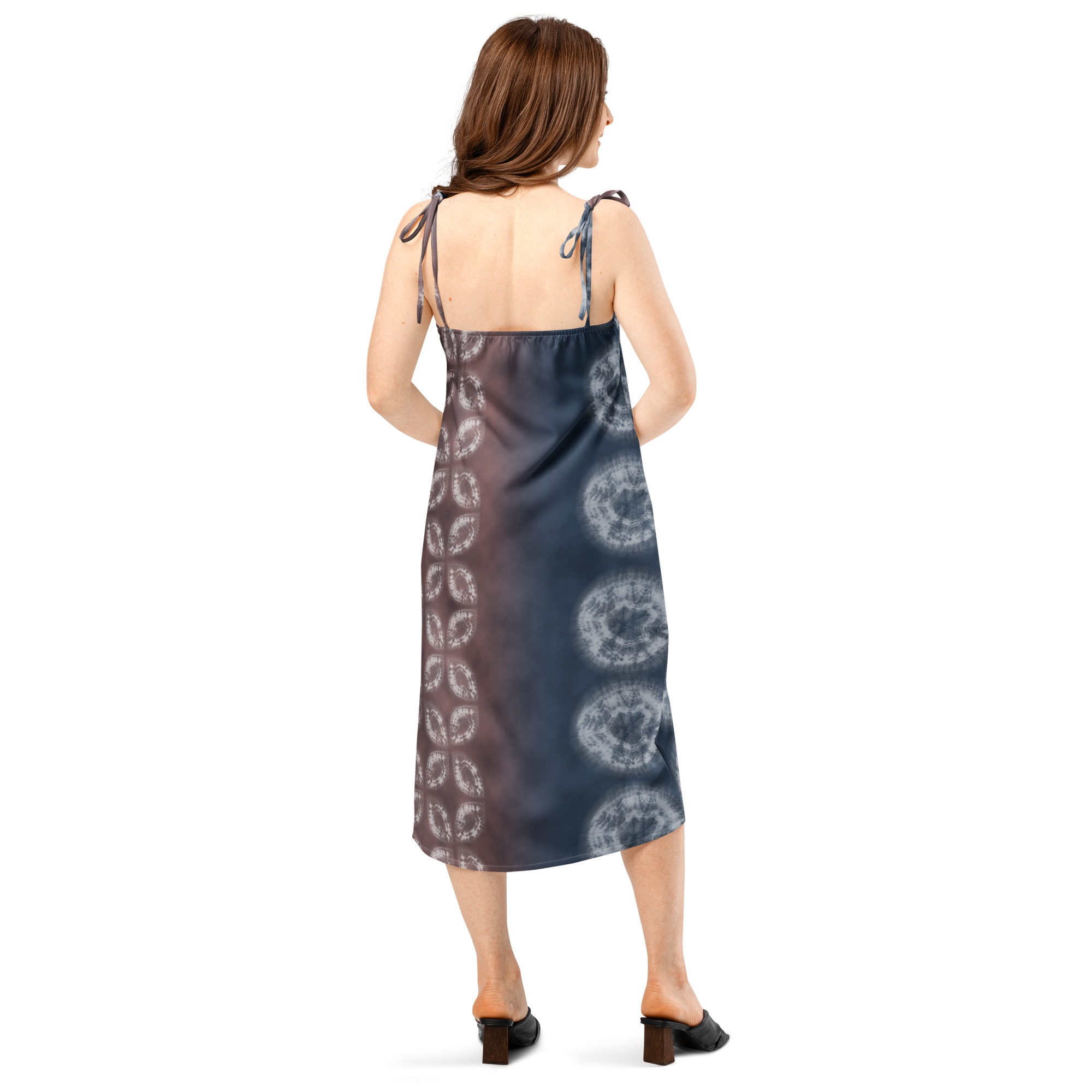 Akane & Indigo Shibori-Inspired Slip Dress Dramatic Two-Tone All-Over Print - Image 6