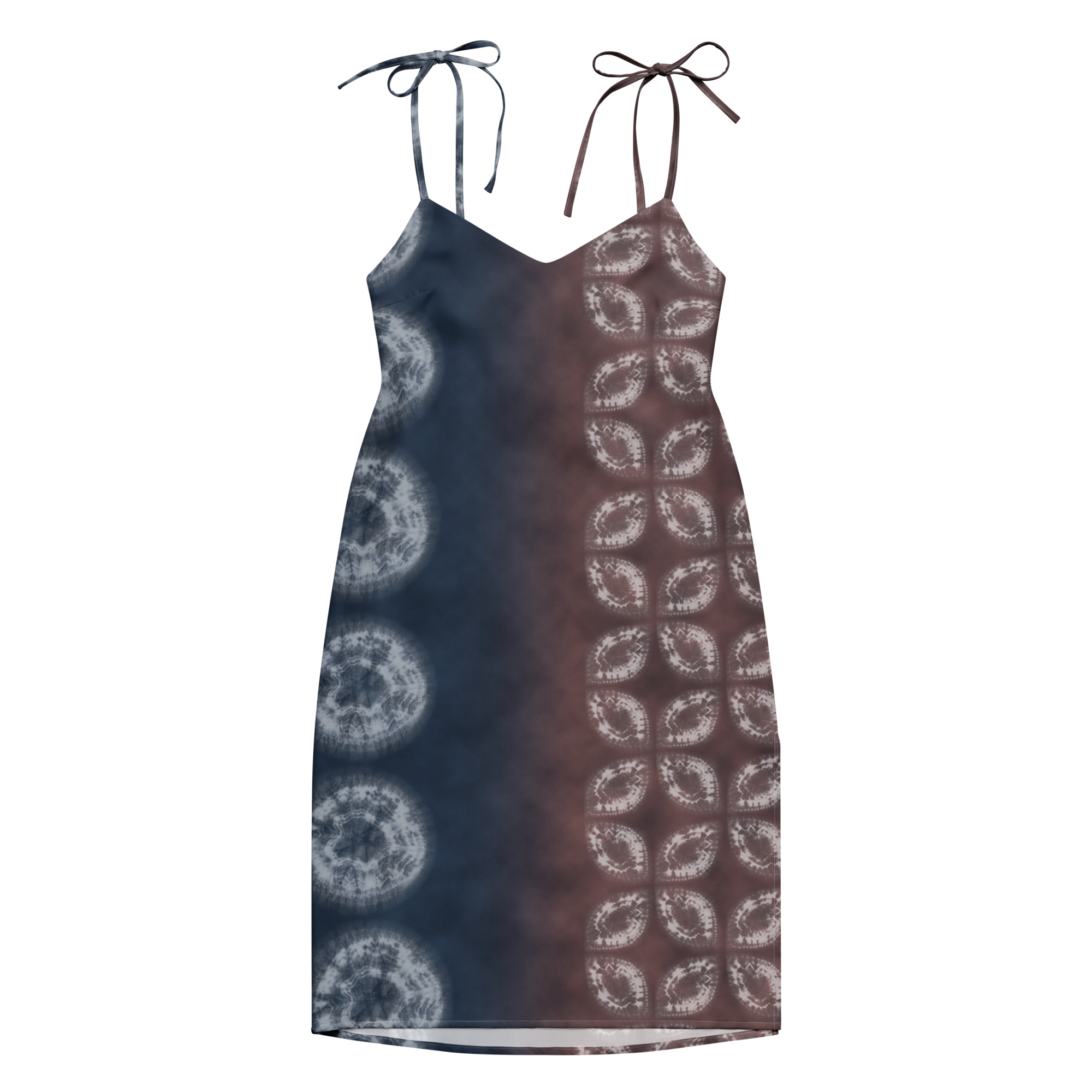 Akane & Indigo Shibori-Inspired Slip Dress Dramatic Two-Tone All-Over Print - Image 8