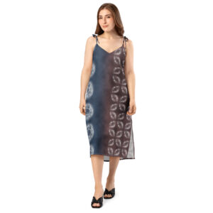 Akane & Indigo Shibori-Inspired Slip Dress Dramatic Two-Tone All-Over Print