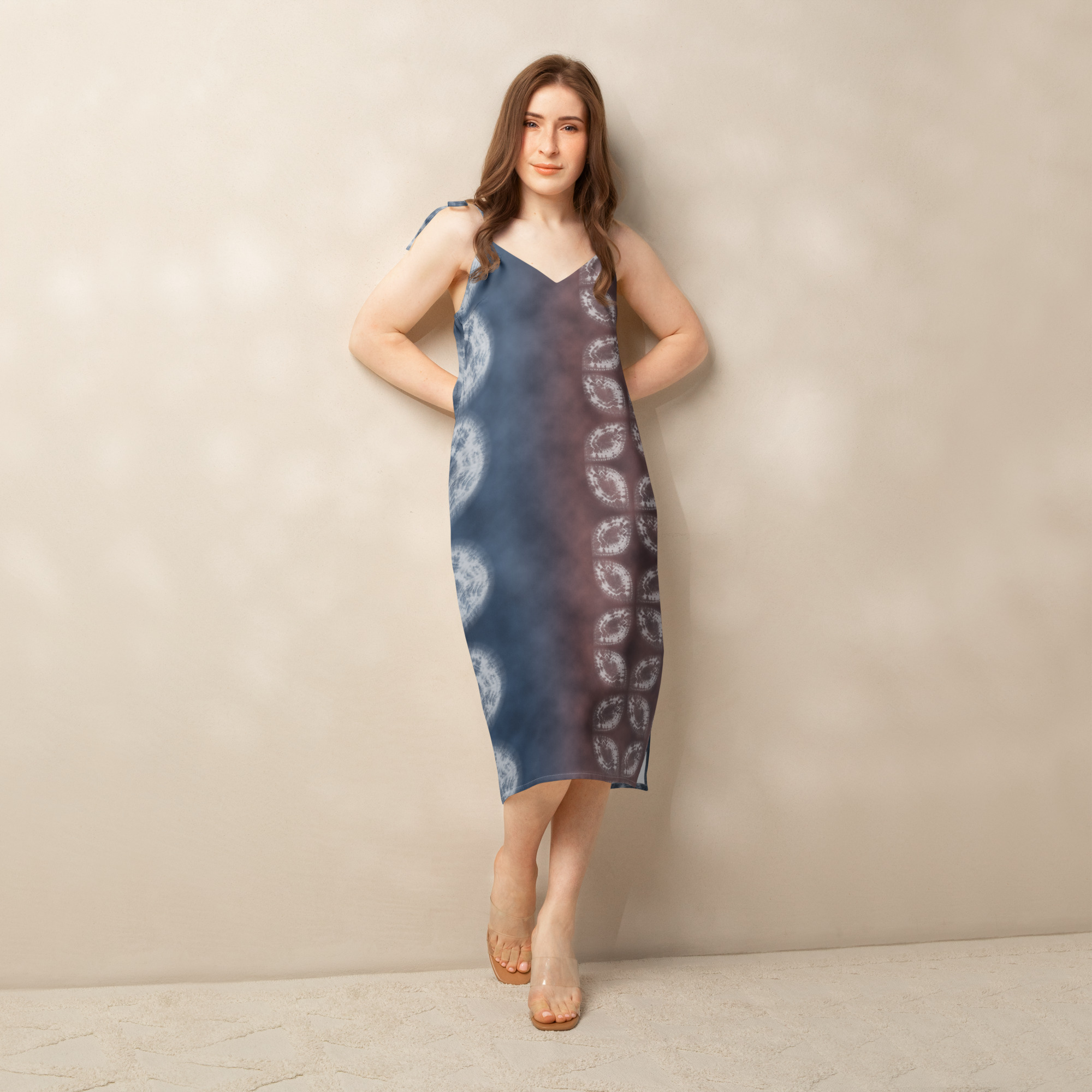 Akane & Indigo Shibori-Inspired Slip Dress Dramatic Two-Tone All-Over Print - Image 10
