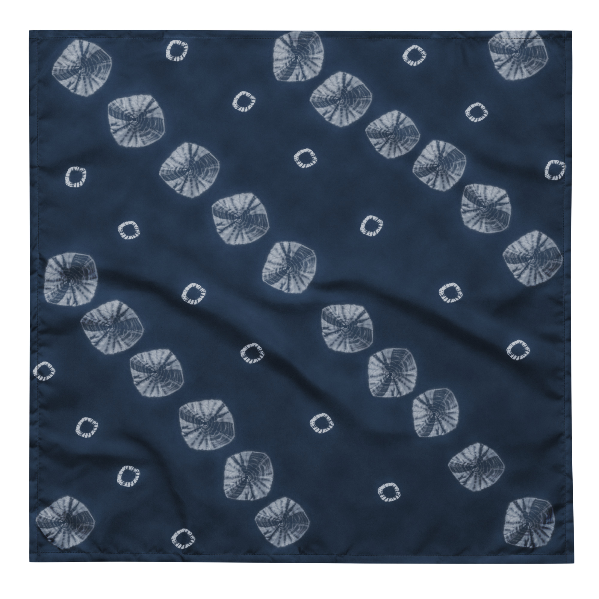 Indigo shibori inspired bandana with Japanese furoshiki pattern