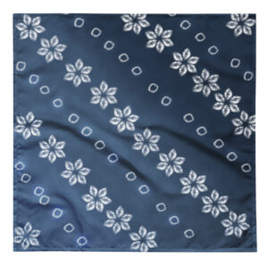 Indigo Nuishime Shibori Flower Furoshiki Bandana – Diagonal Drift