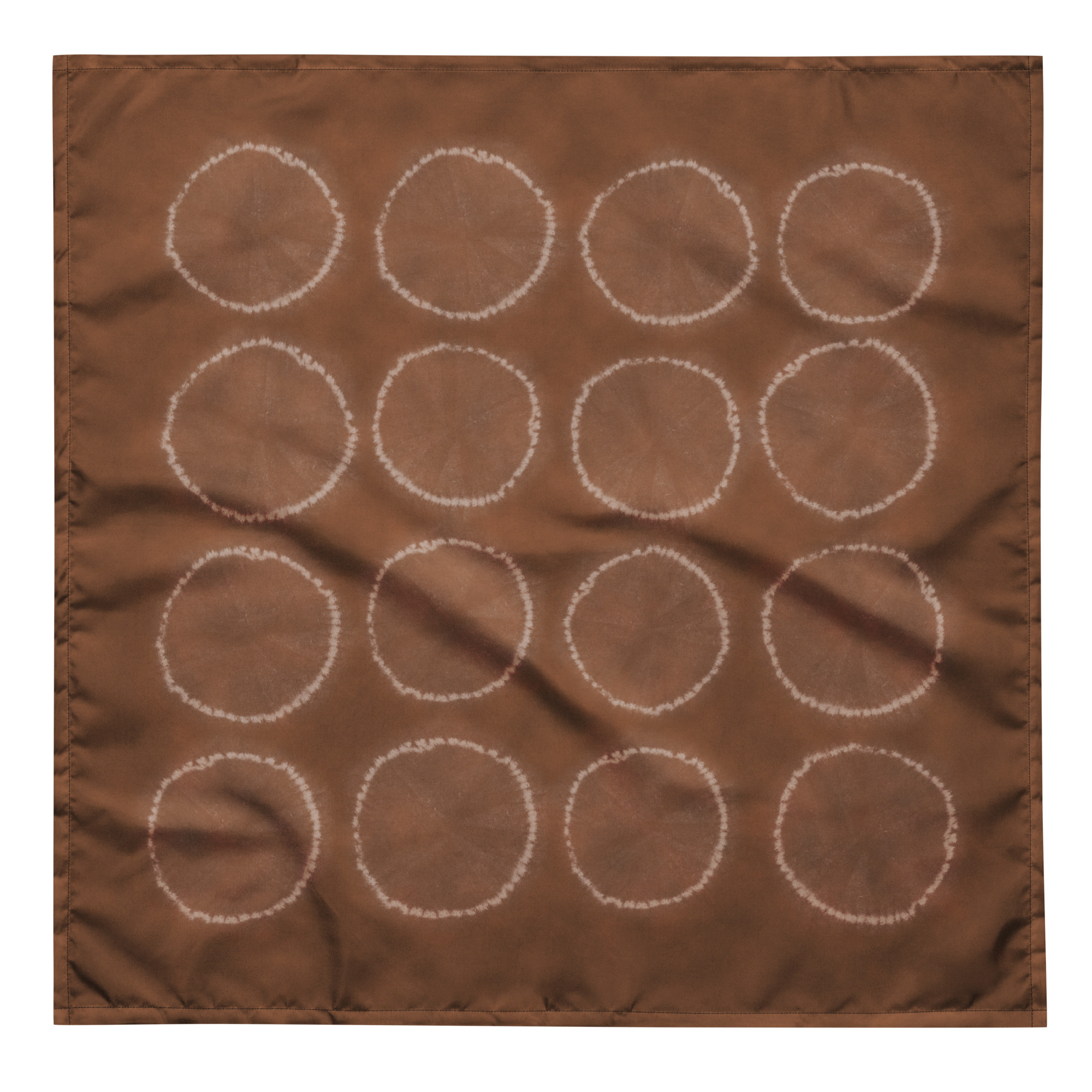 Kakishibu Nuishime Shibori Circle Furoshiki Bandana – Even Grid