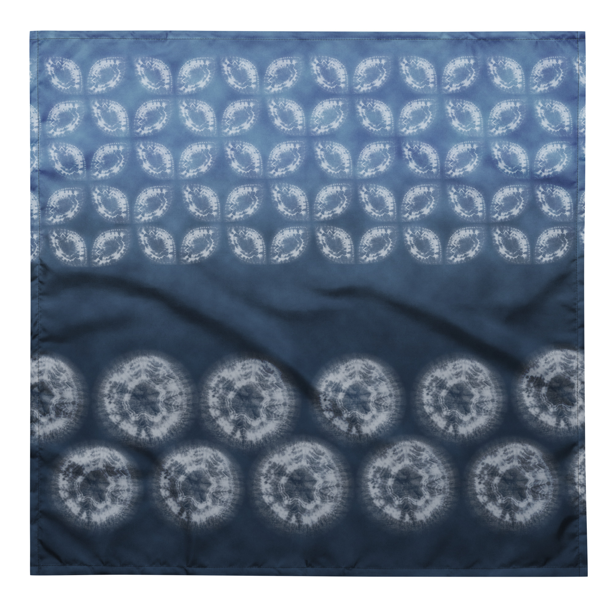 Indigo Shibori Shippou & Circle bandana Furoshiki – Textile Design Inspired by Hand-Dyed Shibori Motifs –