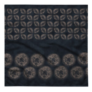 Deep Indigo Overdyed with Kakishibu Shibori Shippou & Circle bandana Furoshiki