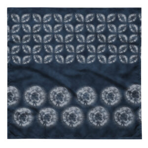 Deep Indigo Shibori Shippou & Circle bandana Furoshiki – Textile Design Inspired by Hand-Dyed Shibori Motifs –