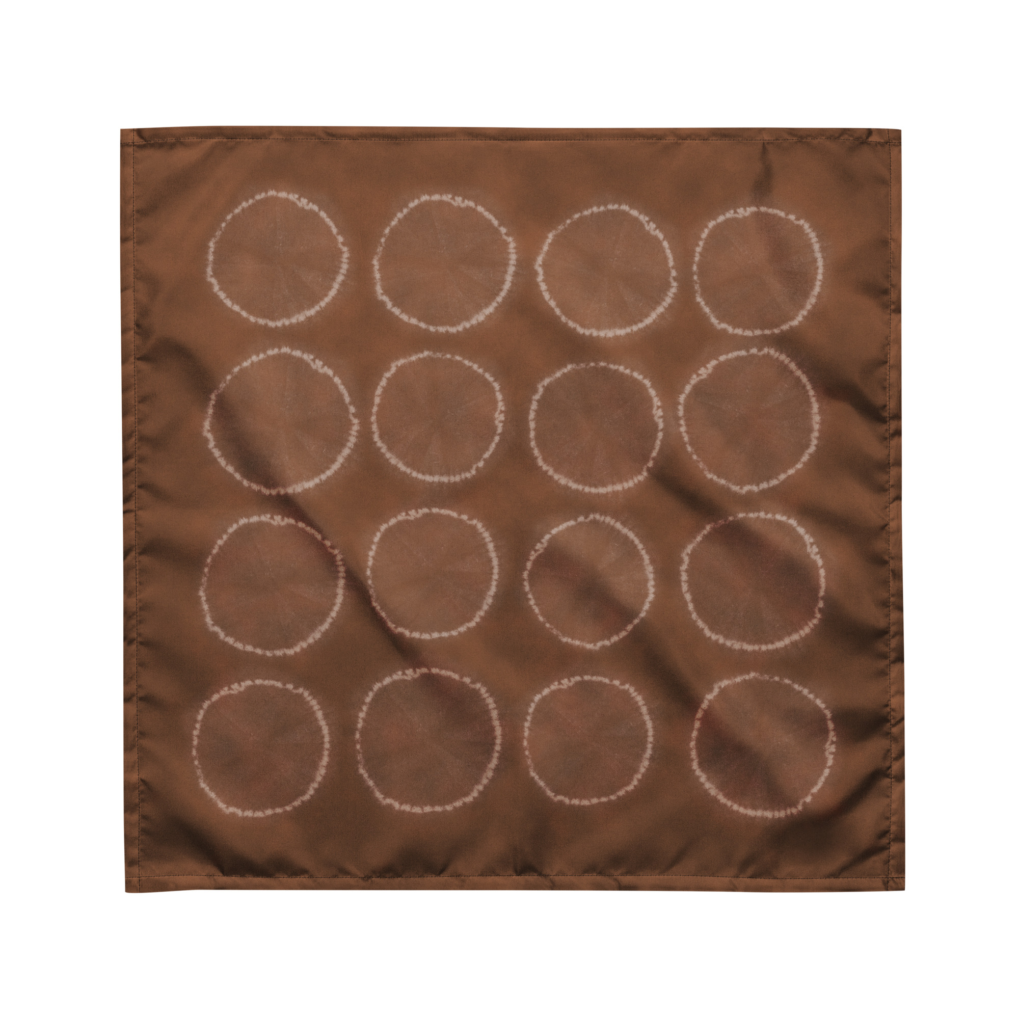 Kakishibu Nuishime Shibori Circle Furoshiki Bandana – Even Grid - Image 5