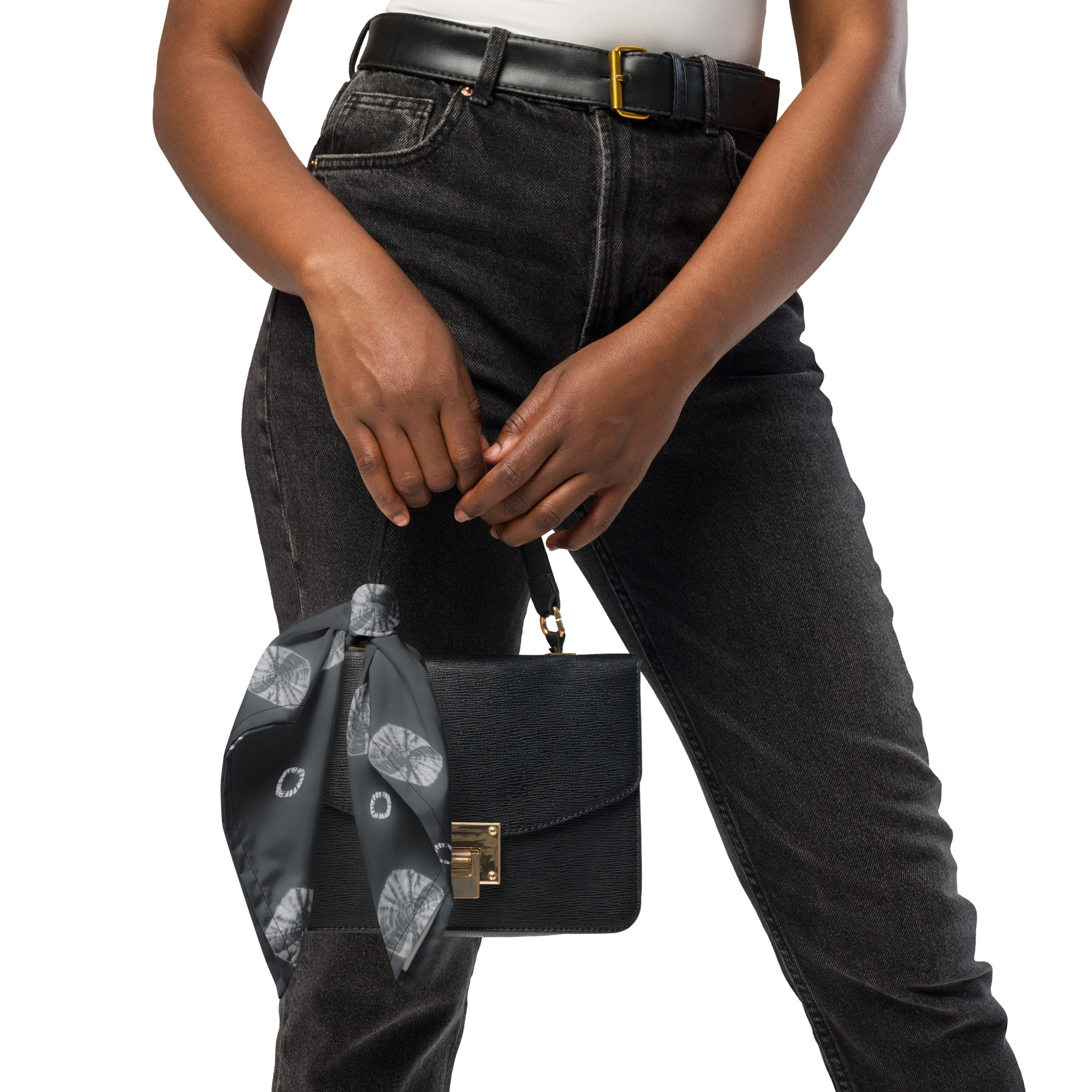 SUMI Shibori Bandana | Japanese Furoshiki Textile – Tekumo Drift - Image 4