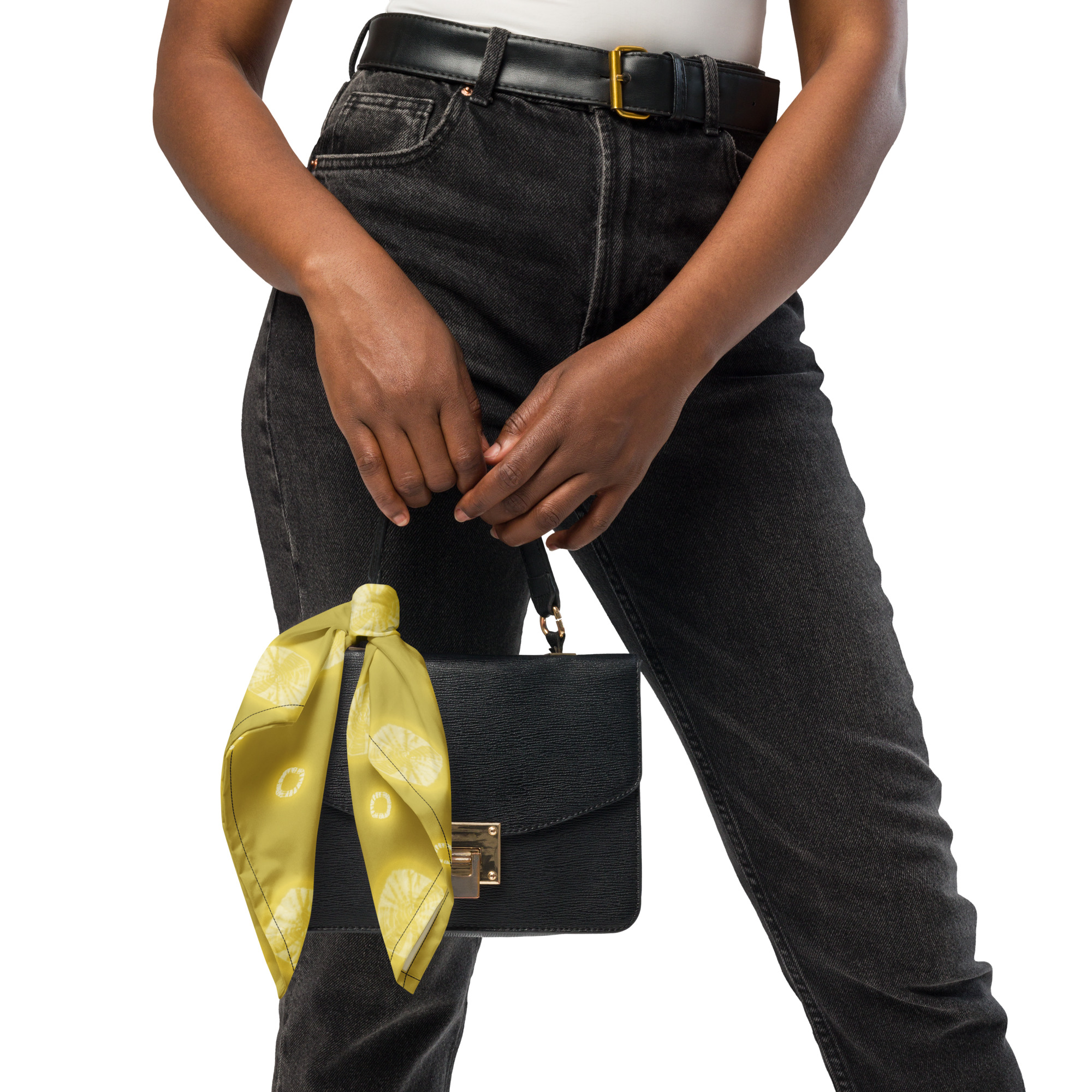 Kariyasu Yellow Shibori Bandana | Japanese Furoshiki Textile – Tekumo Drift - Image 2