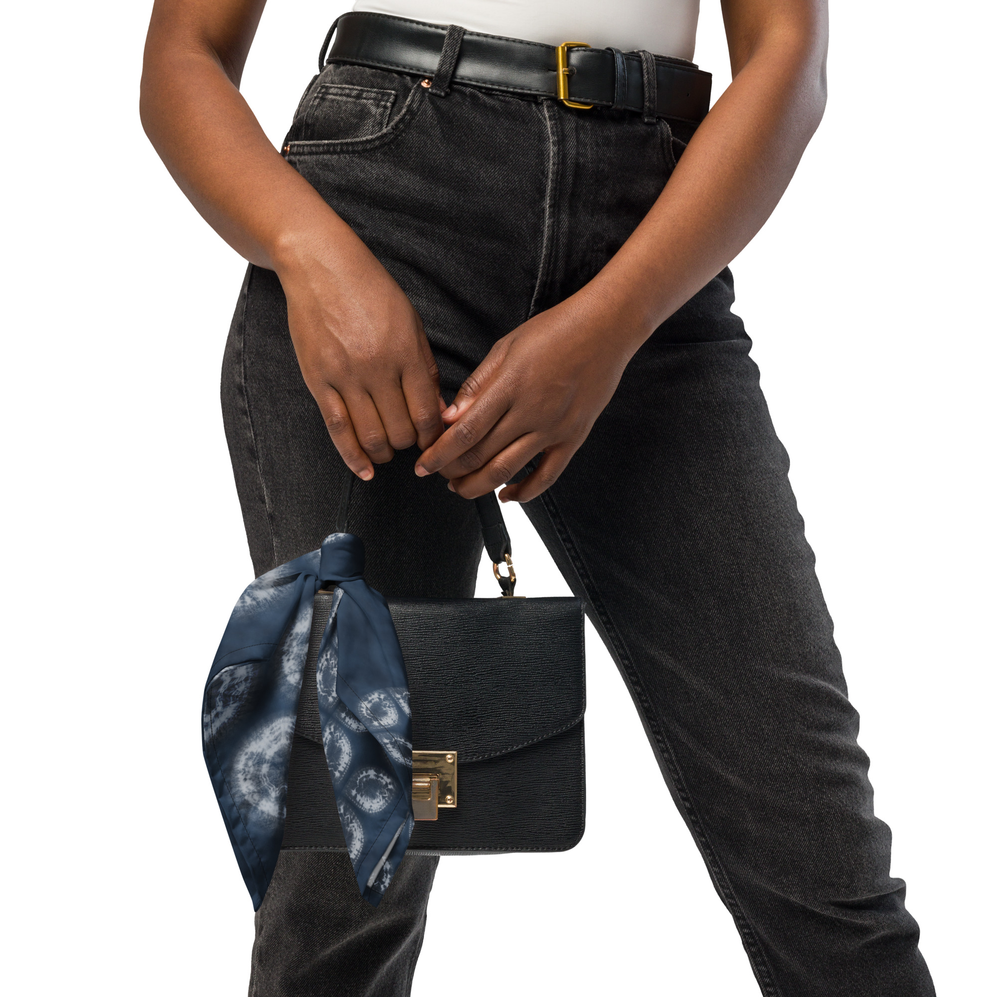 Deep Indigo Shibori Shippou & Circle bandana Furoshiki – Textile Design Inspired by Hand-Dyed Shibori Motifs – - Image 4