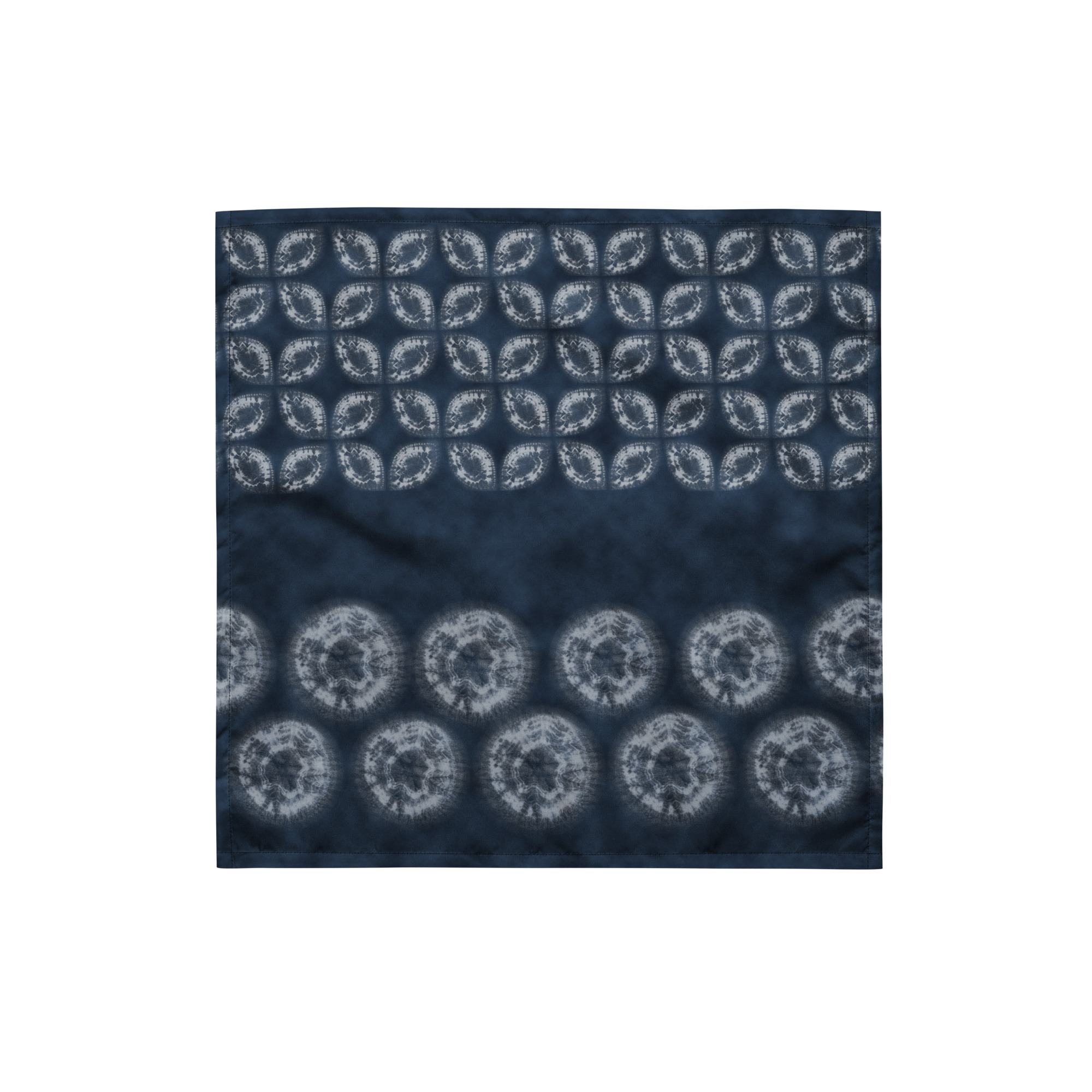 Deep Indigo Shibori Shippou & Circle bandana Furoshiki – Textile Design Inspired by Hand-Dyed Shibori Motifs – - Image 7