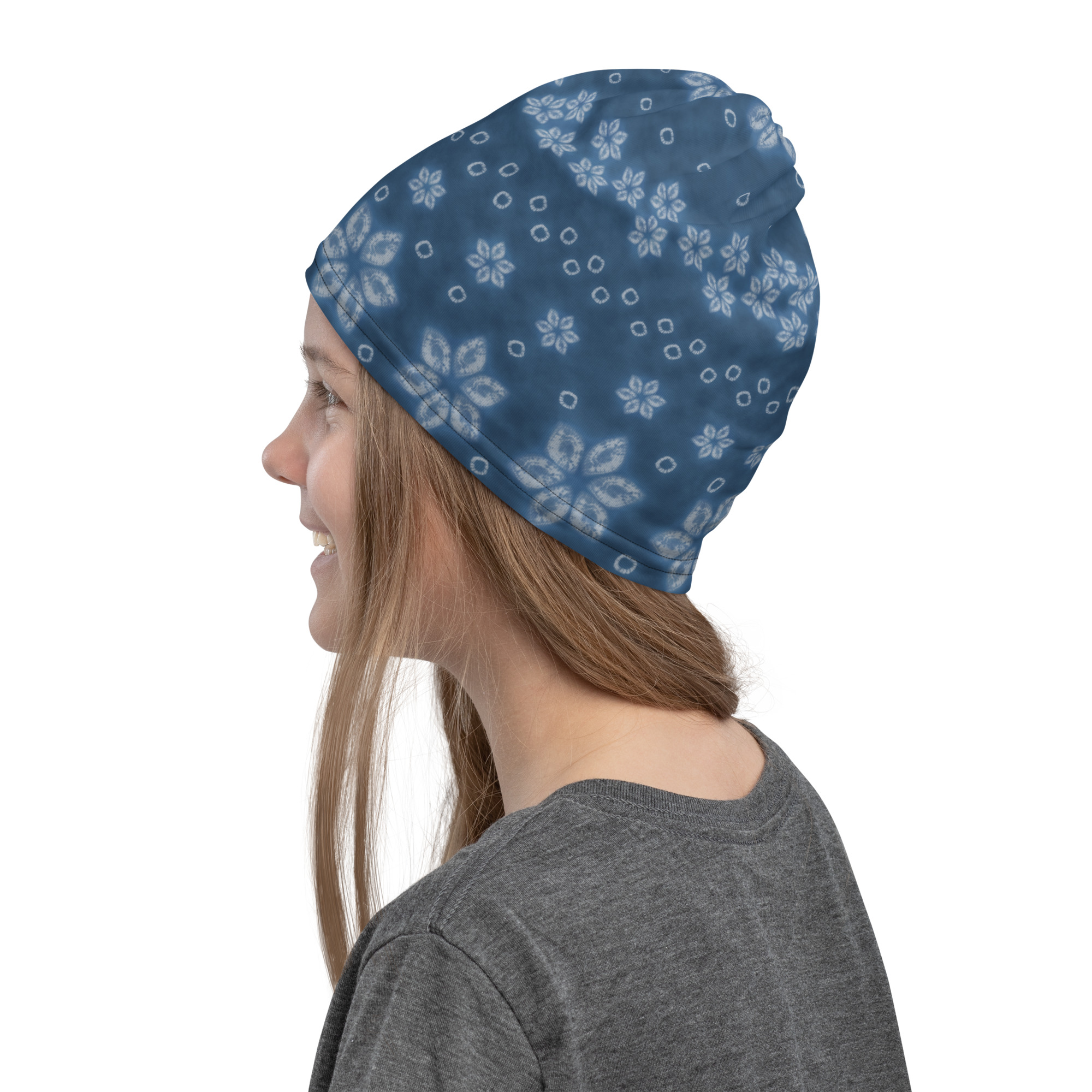 Indigo Shibori Neck Gaiter – All-Season Tube Scarf Inspired by Japanese Tie-Dye - Image 8