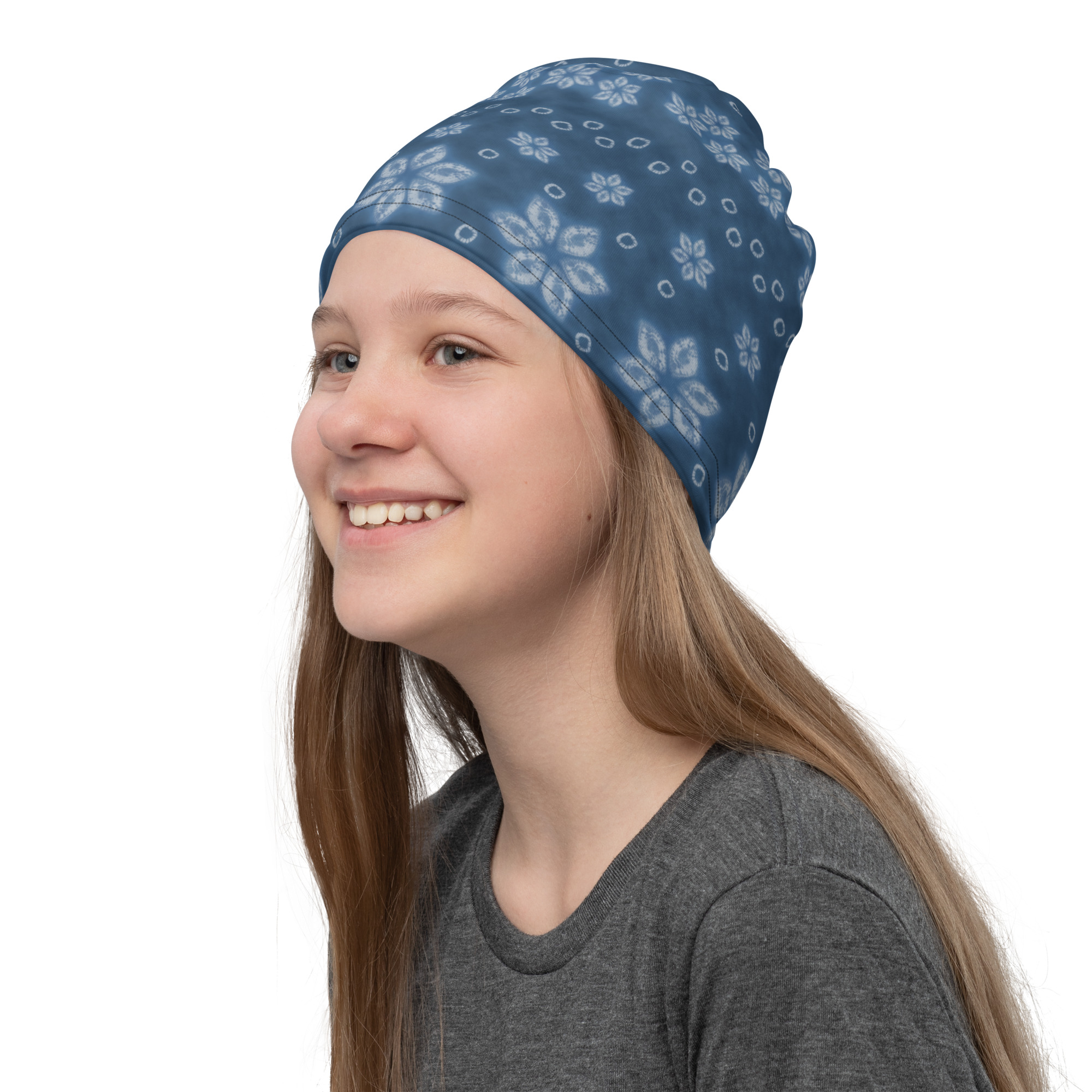 Indigo Shibori Neck Gaiter – All-Season Tube Scarf Inspired by Japanese Tie-Dye - Image 4