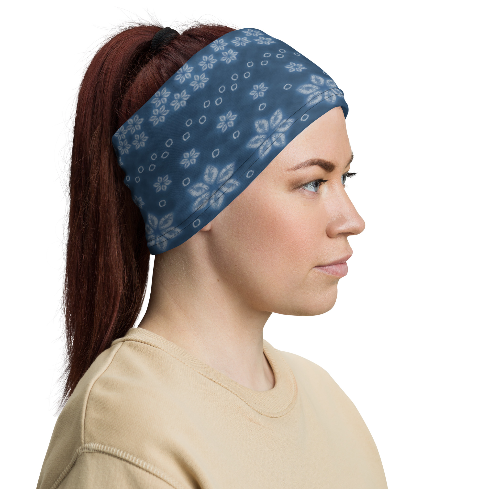 Indigo Shibori Neck Gaiter – All-Season Tube Scarf Inspired by Japanese Tie-Dye - Image 7