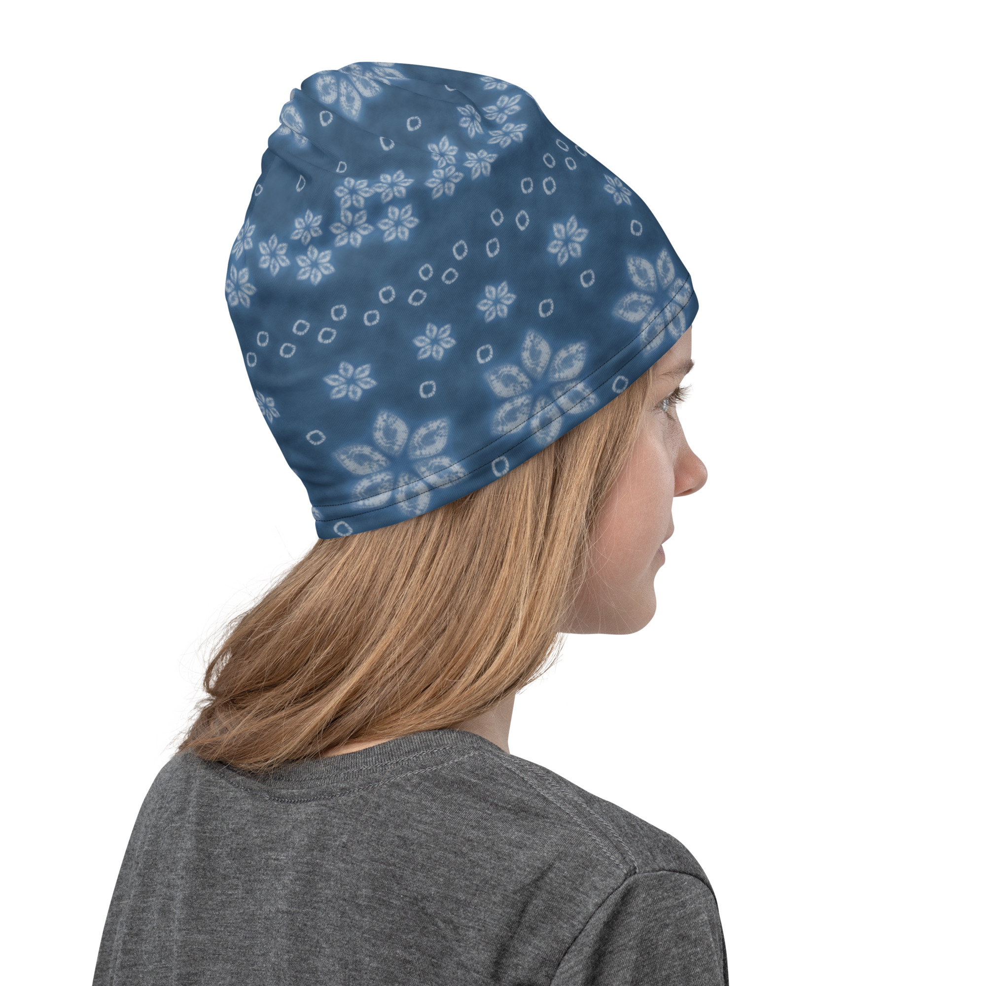 Indigo Shibori Neck Gaiter – All-Season Tube Scarf Inspired by Japanese Tie-Dye - Image 9