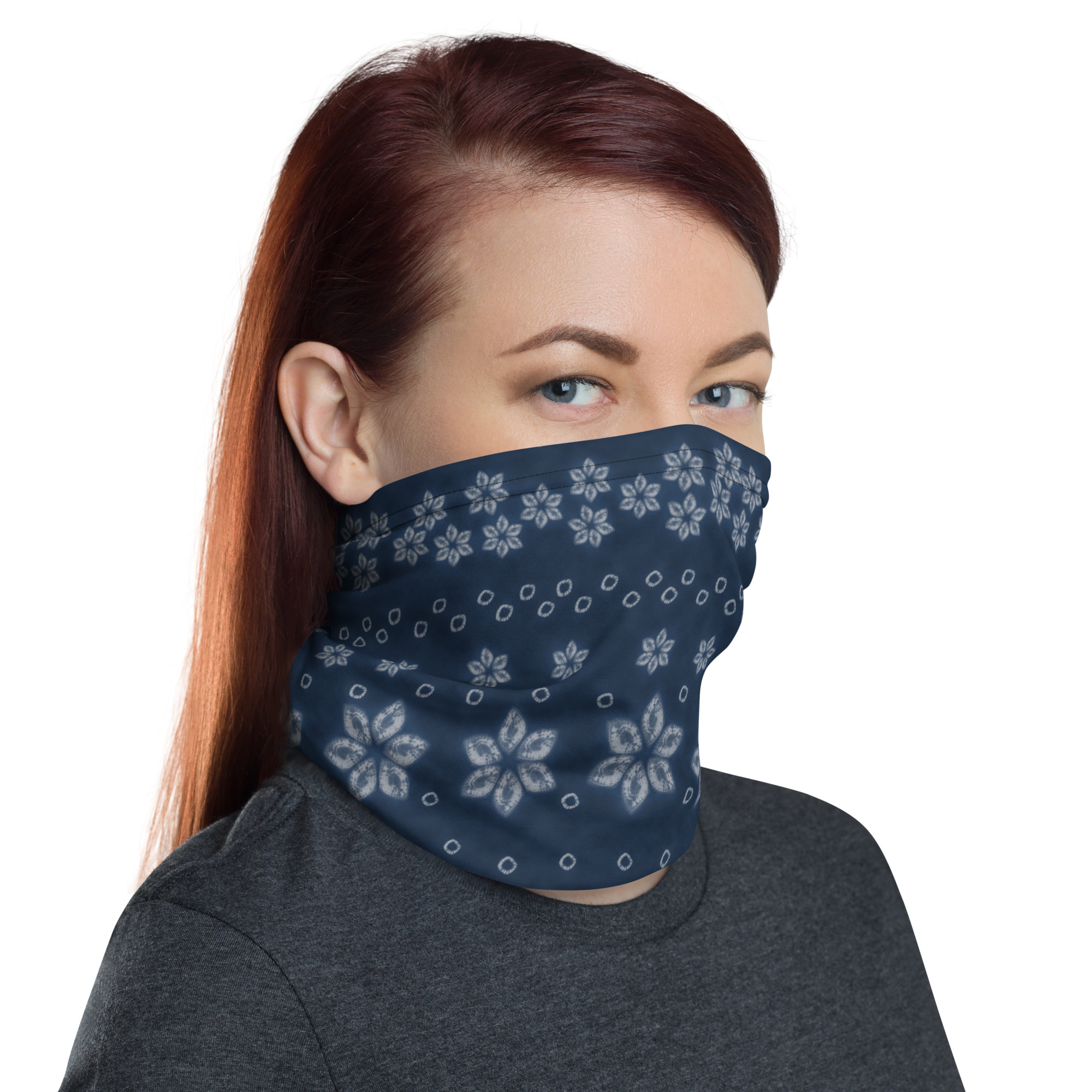 Deep Indigo Shibori Neck Gaiter – All-Season Tube Scarf Inspired by Japanese Tie-Dy - Image 11