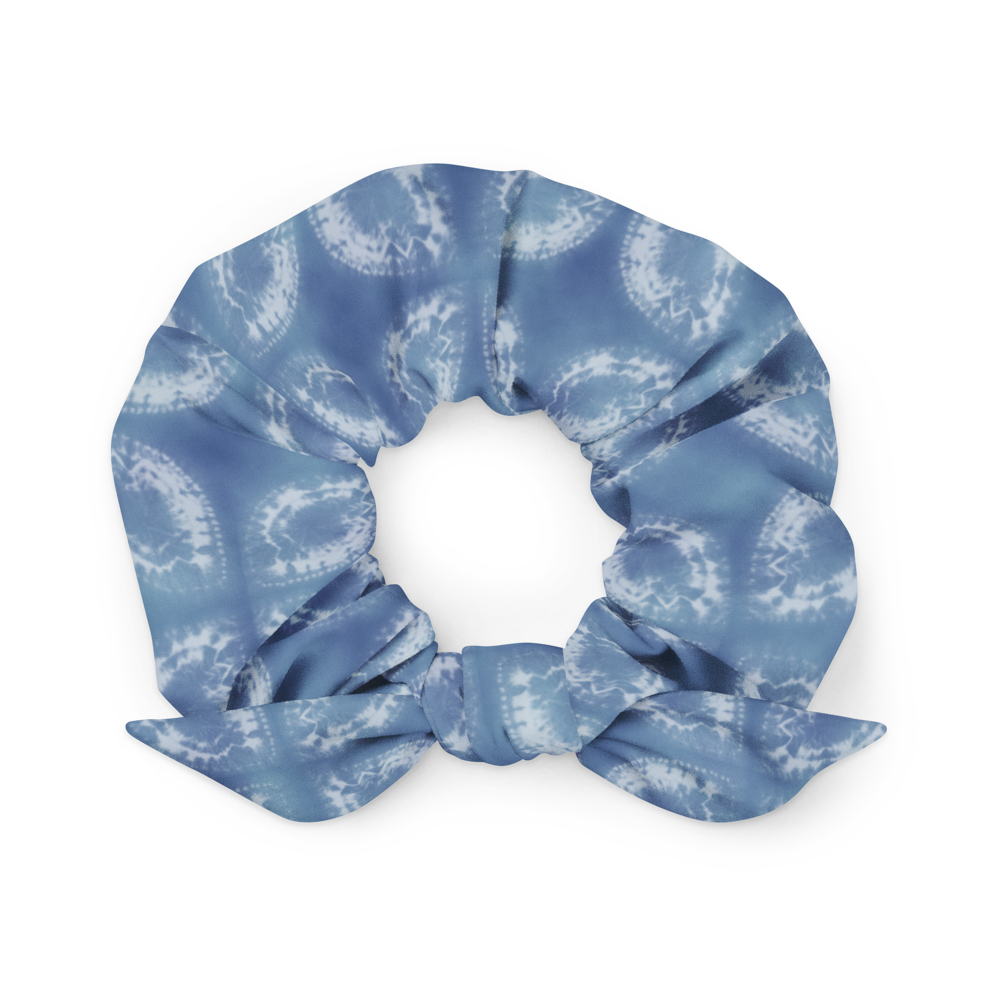 Indigo Occasion Scrunchie Shibori-Inspired Hair Accessory - Image 2