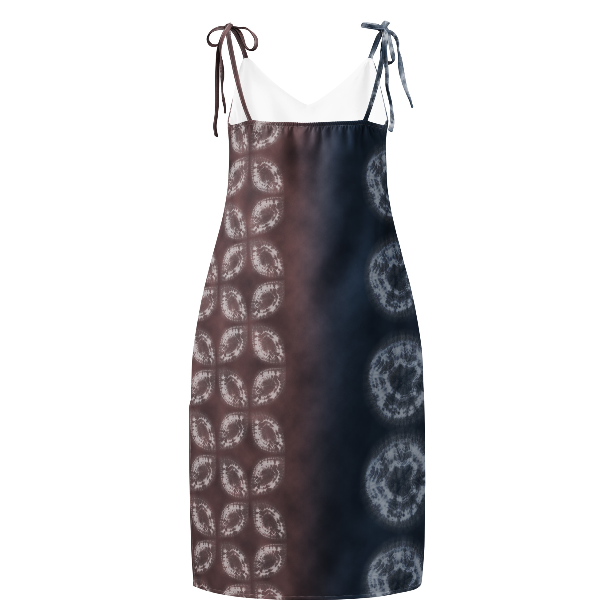 Akane & Indigo Shibori-Inspired Slip Dress Dramatic Two-Tone All-Over Print - Image 2