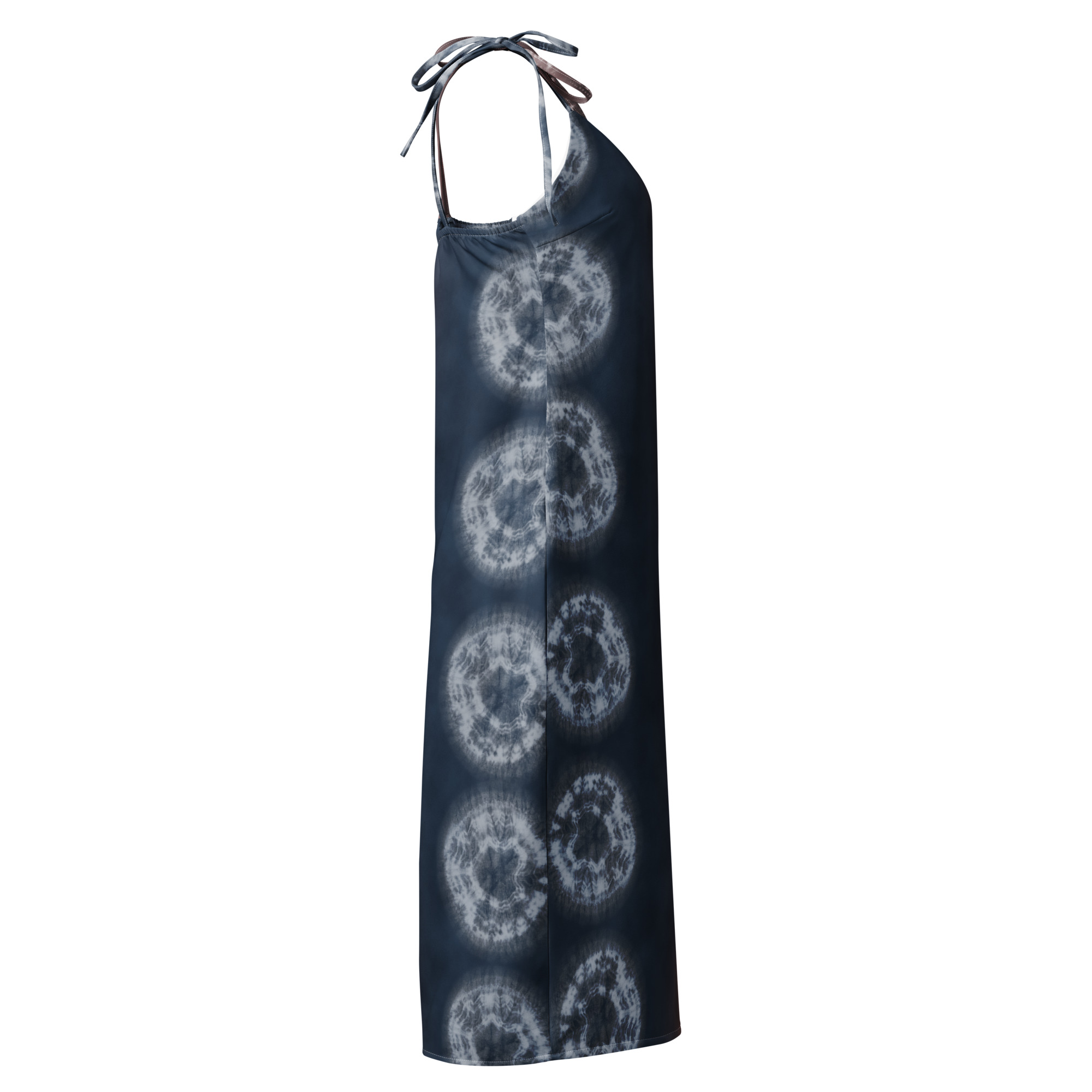 Akane & Indigo Shibori-Inspired Slip Dress Dramatic Two-Tone All-Over Print - Image 4