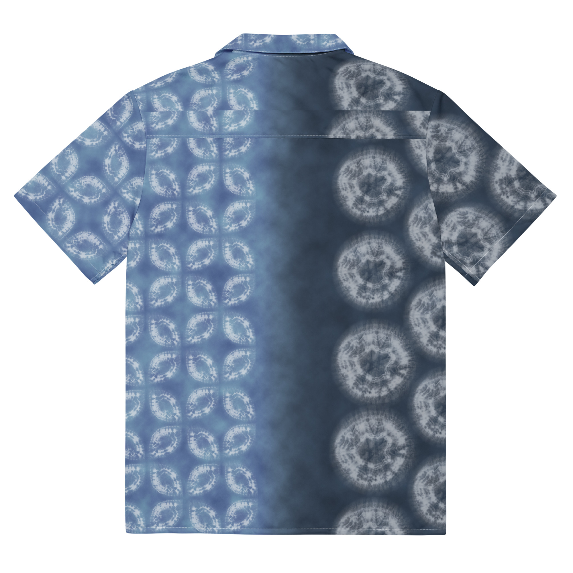Indigo Shibori-Inspired Hawaiian Shirt Bold Gradient All-Over Print - Image 11