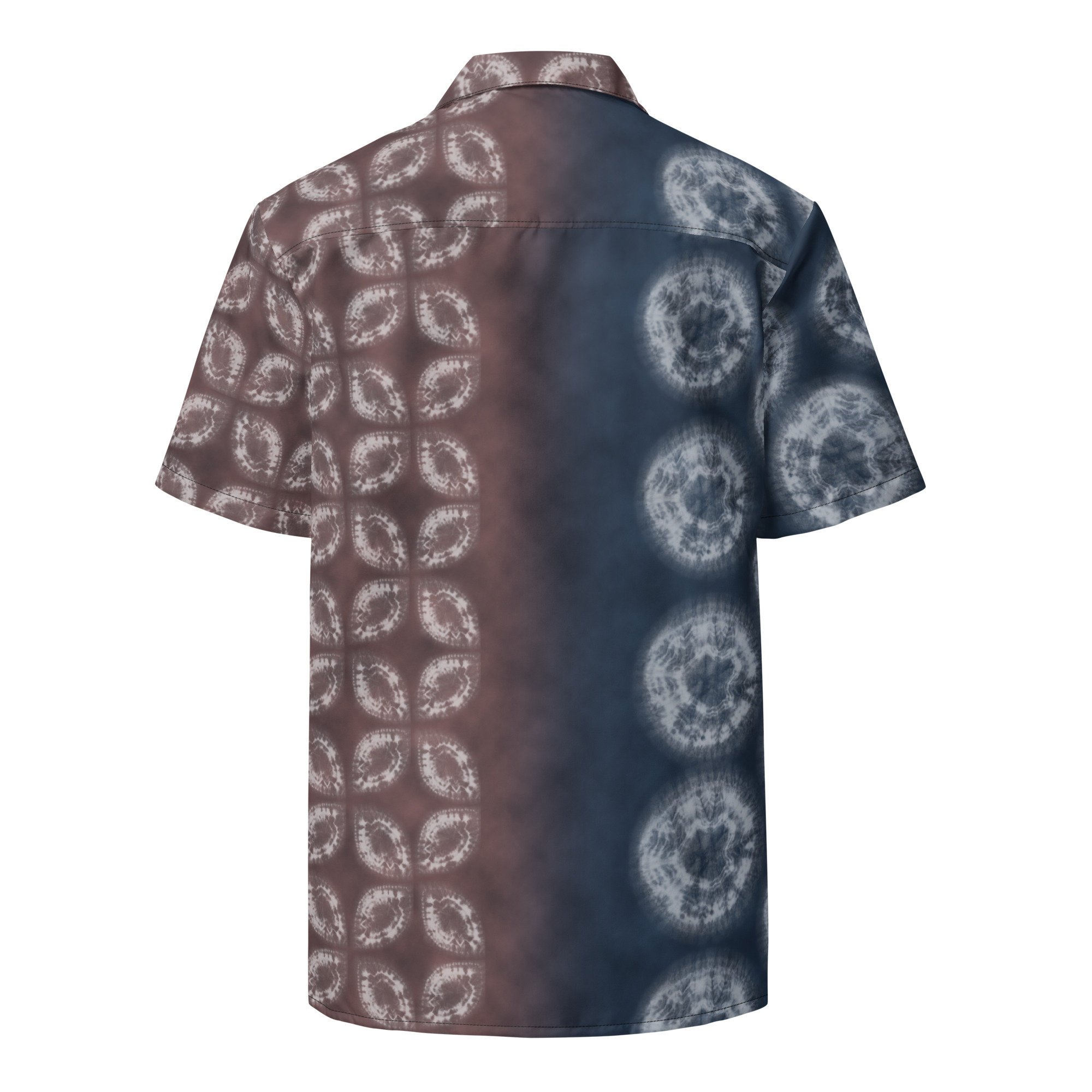 Akane & Indigo Shibori-Inspired Hawaiian Shirt Dramatic Two-Tone All-Over Print - Image 9