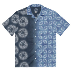 Indigo Shibori-Inspired Hawaiian Shirt Bold Gradient All-Over Print