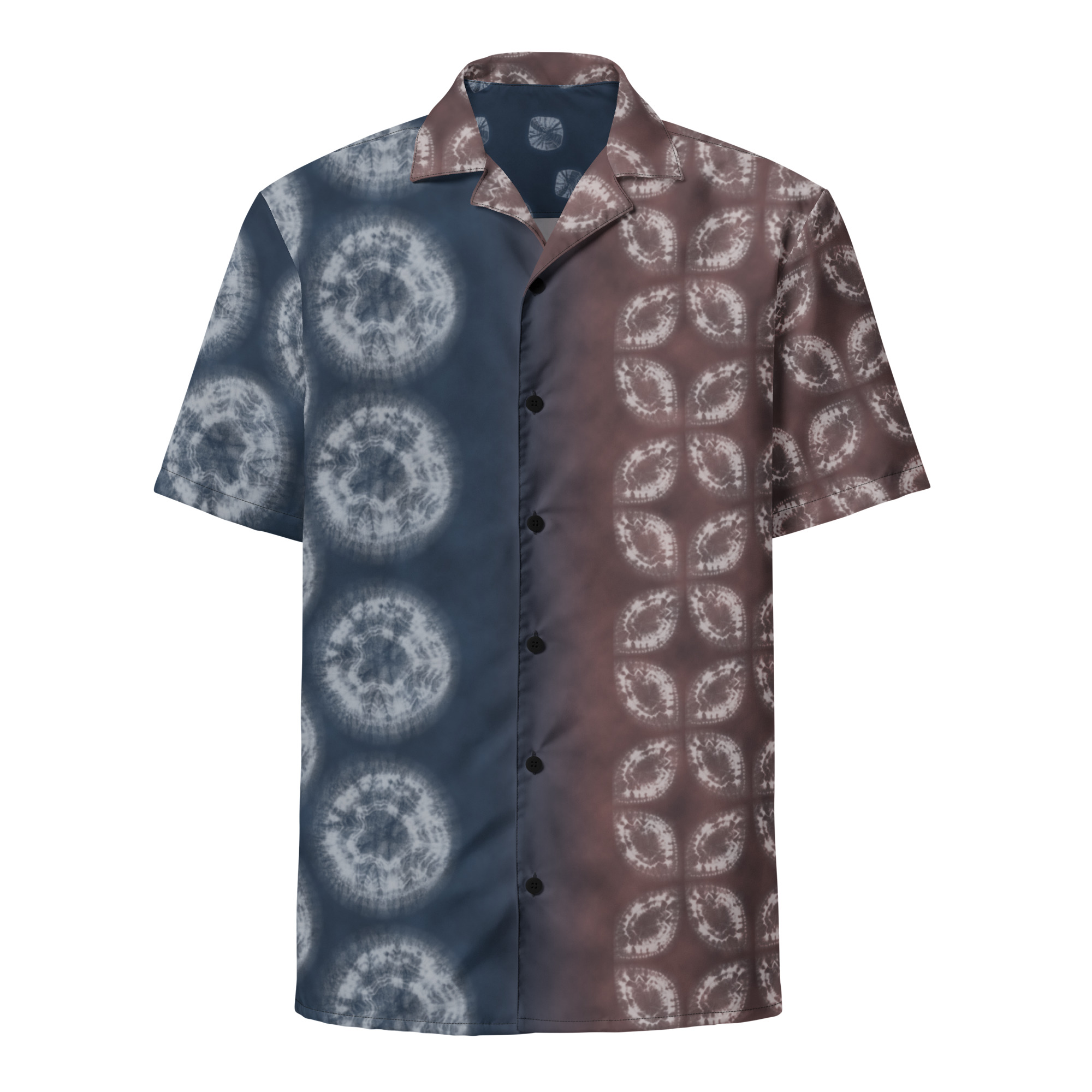 Akane & Indigo Shibori-Inspired Hawaiian Shirt Dramatic Two-Tone All-Over Print - Image 8