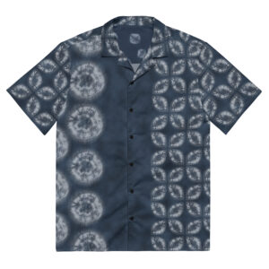Deep Indigo Shibori-Inspired Hawaiian Shirt Monochrome All-Over Print